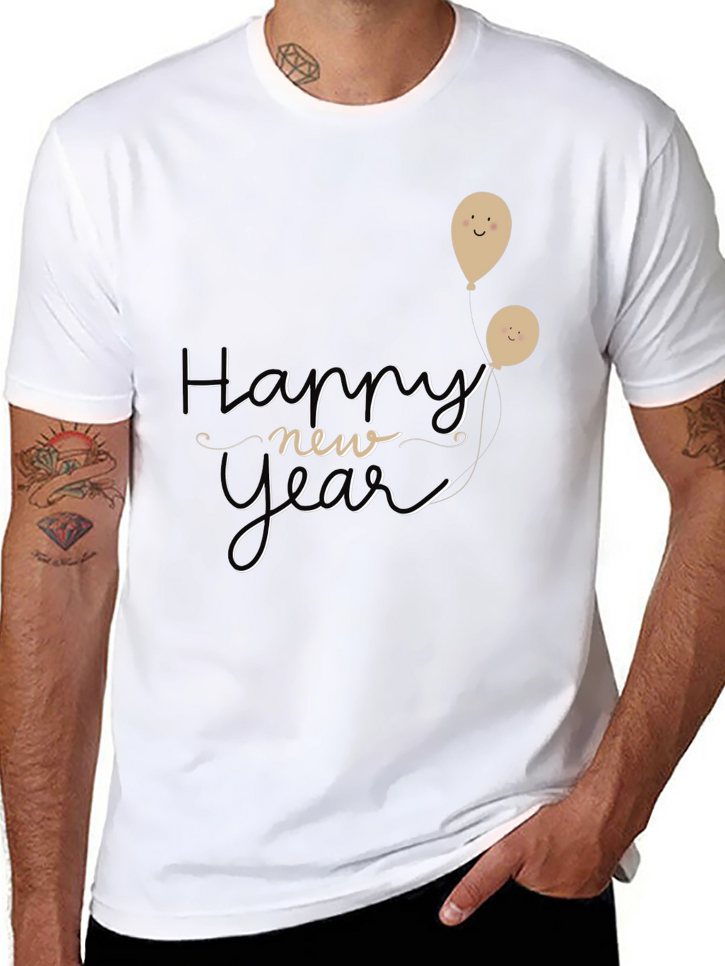 Happy New Year Graphic Tee - Black