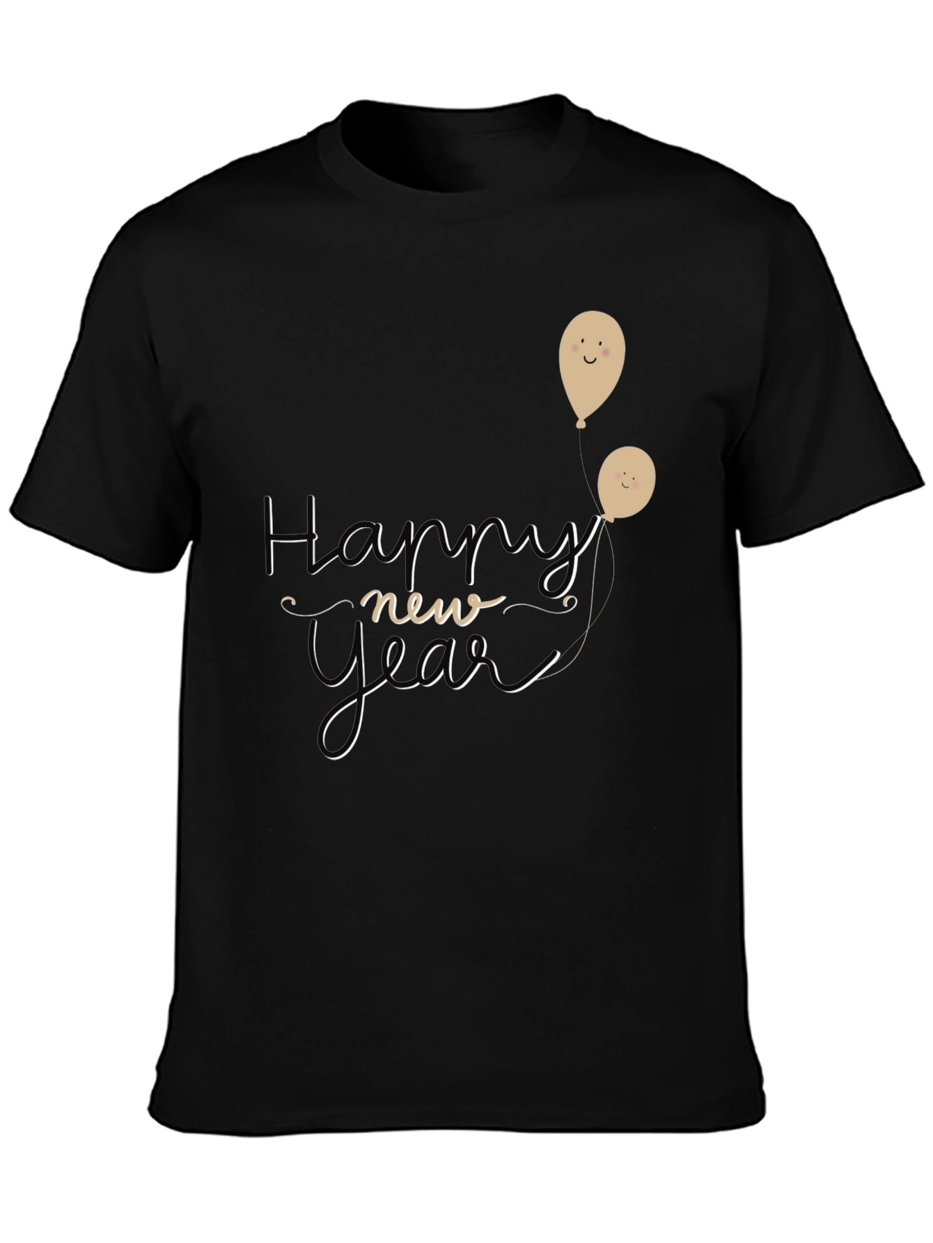 Happy New Year Graphic Tee - Black