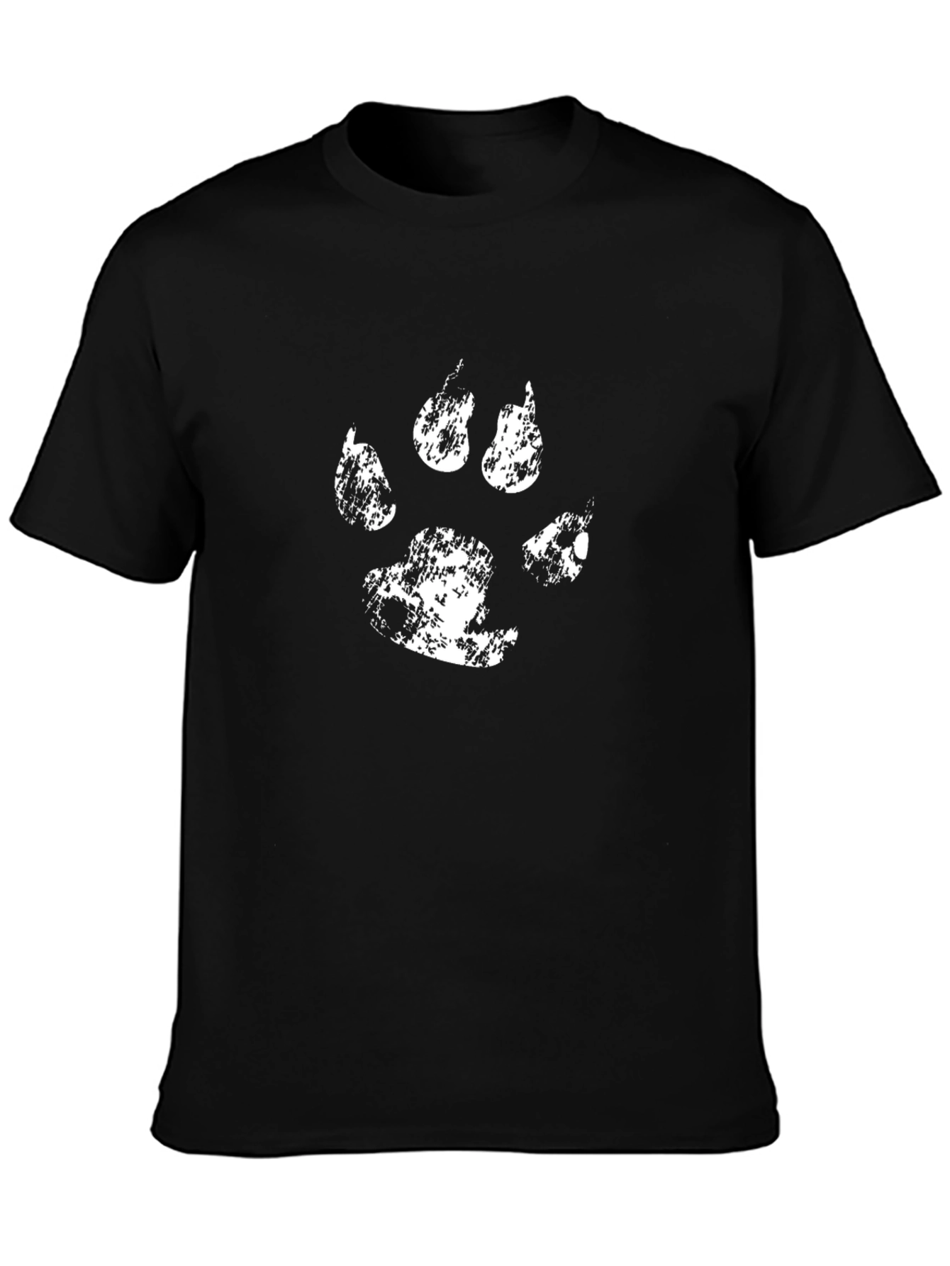Distressed White Paw Print Black Graphic Tee