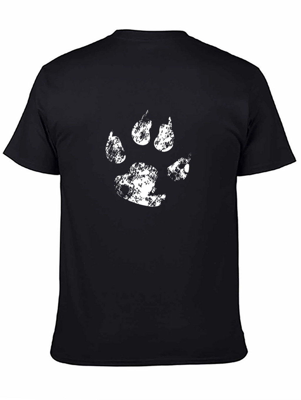 Distressed White Paw Print Black Graphic Tee
