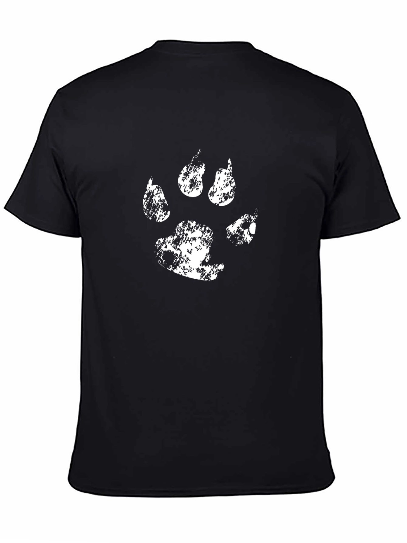 Distressed White Paw Print Black Graphic Tee