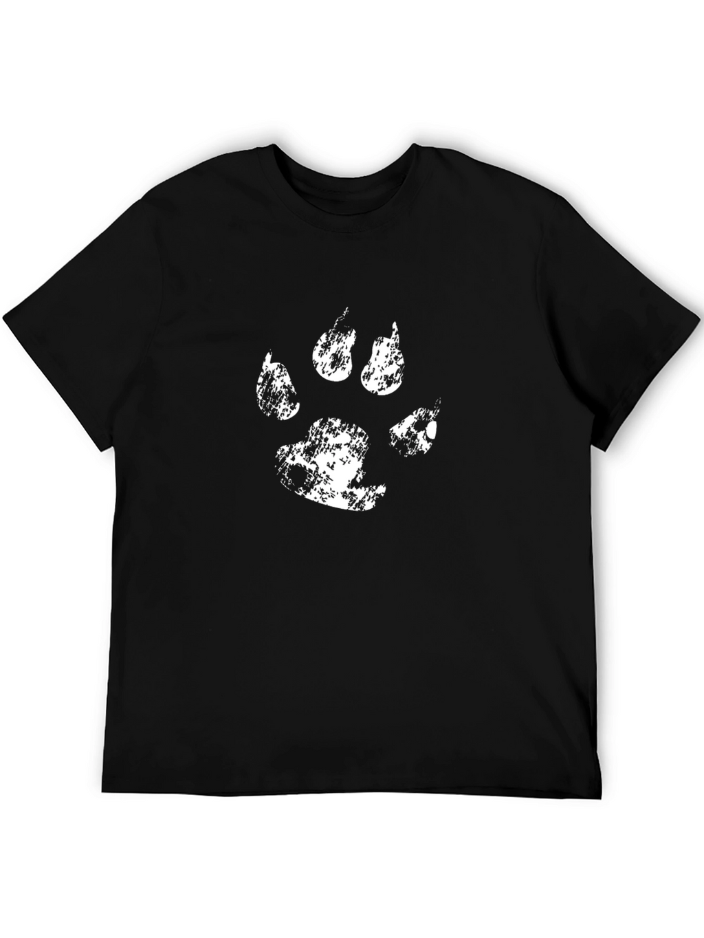 Distressed White Paw Print Black Graphic Tee