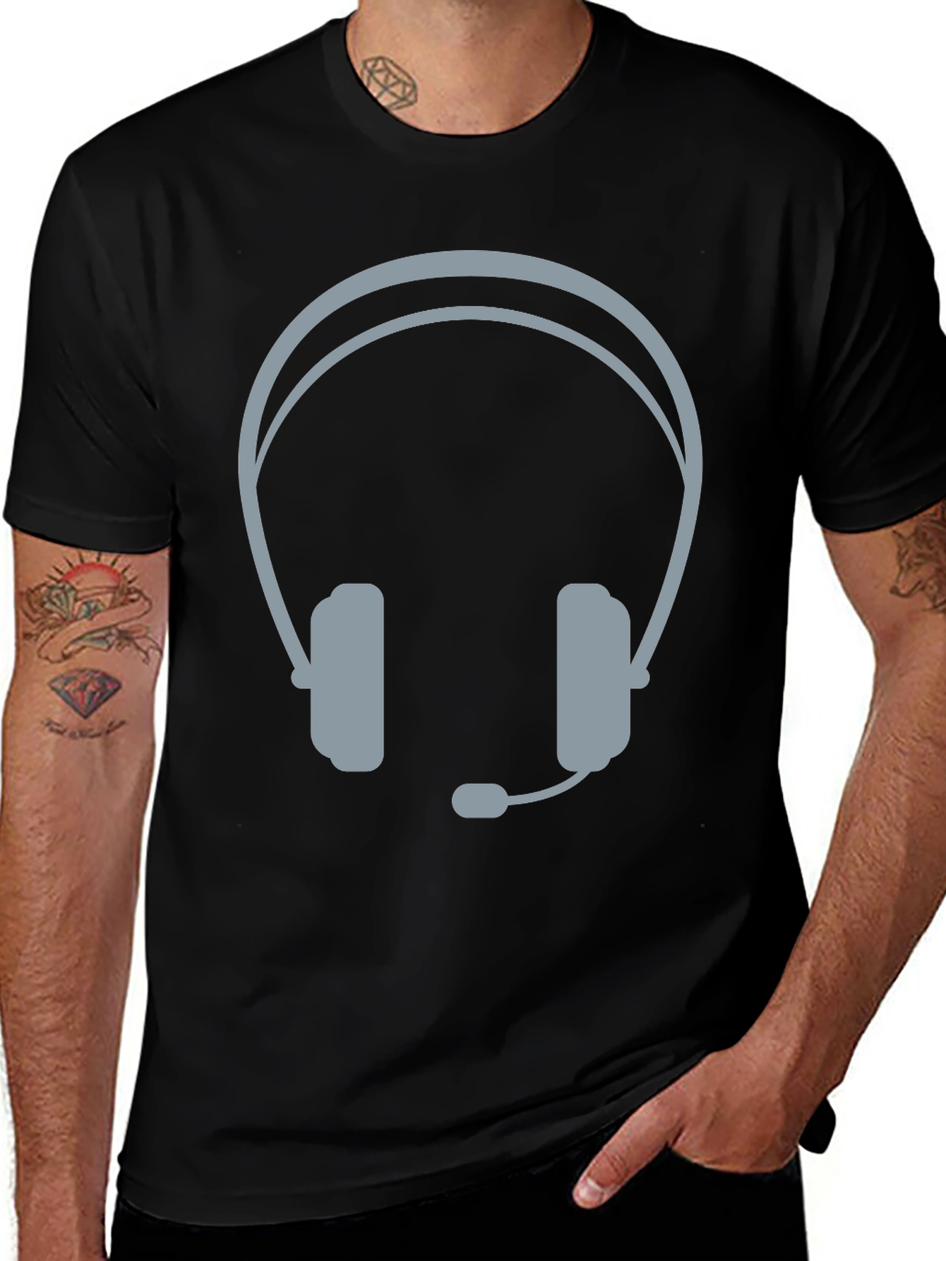 Gamer Headset Graphic T-Shirt - Black
