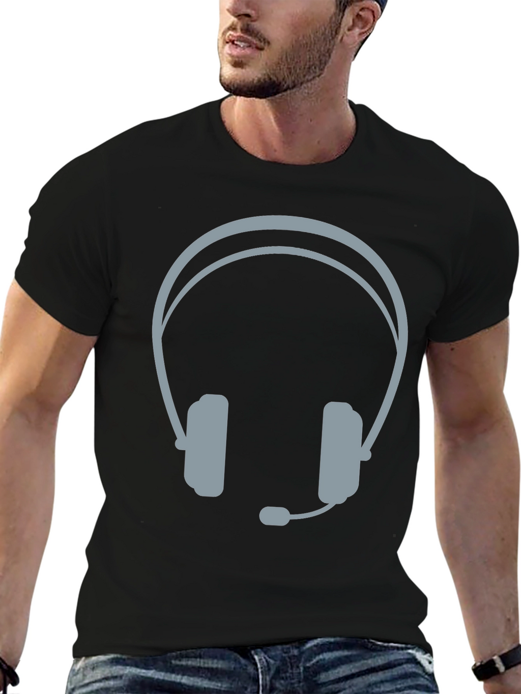 Gamer Headset Graphic T-Shirt - Black