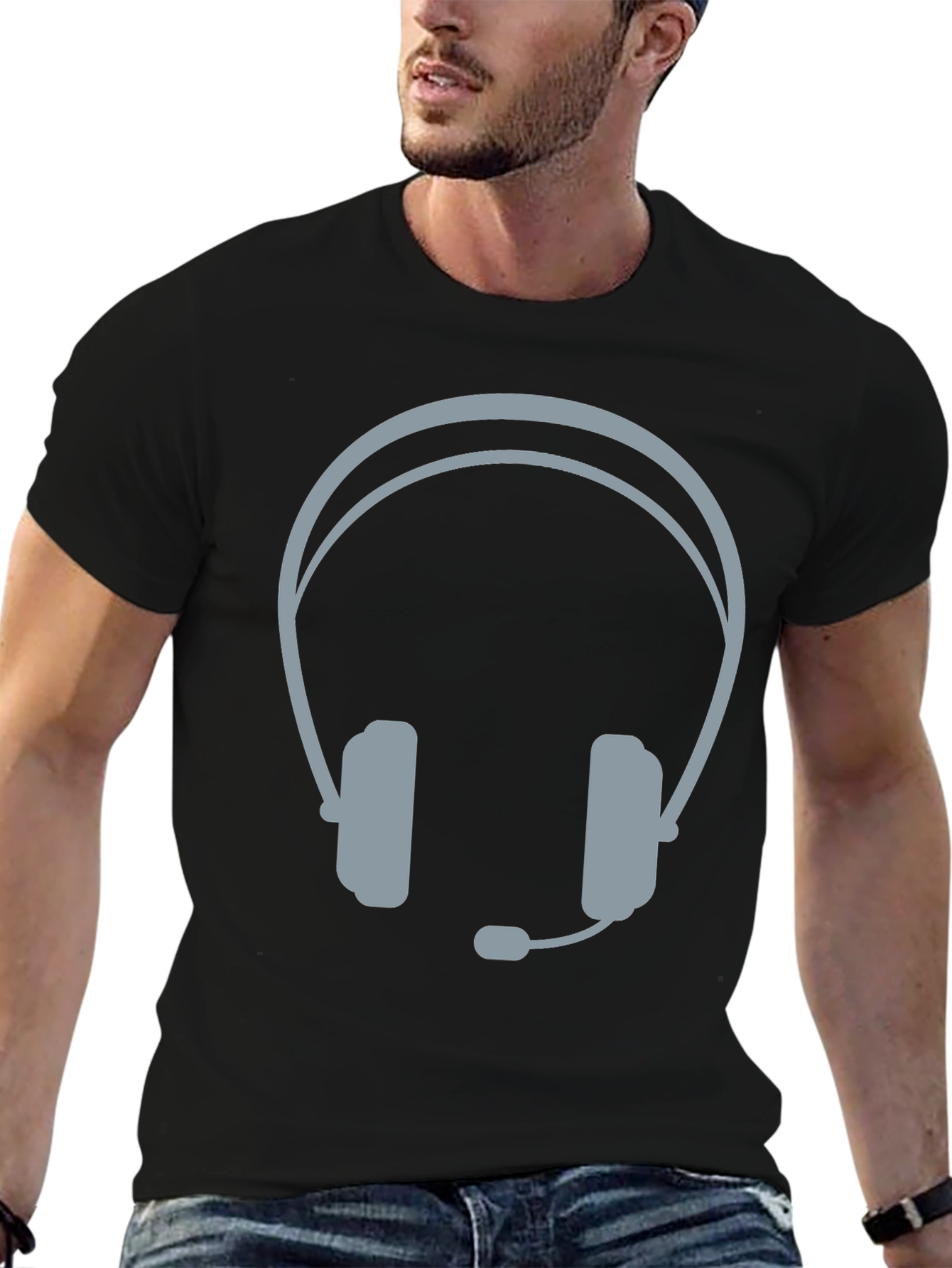 Gamer Headset Graphic T-Shirt - Black