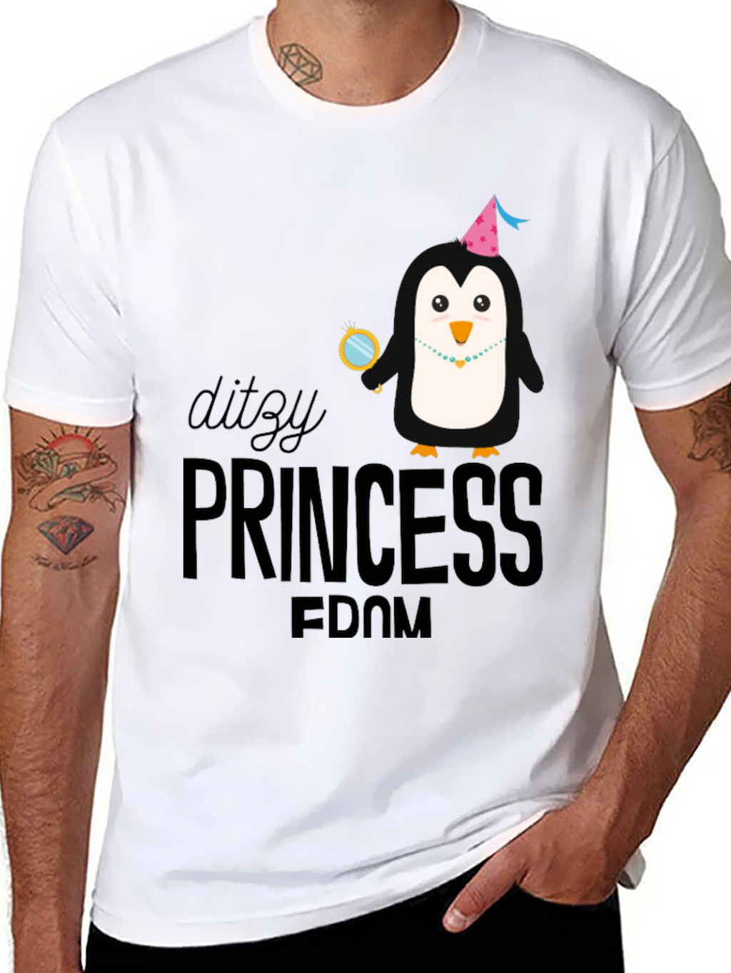 Dizzy Princess Penguin Black T-Shirt