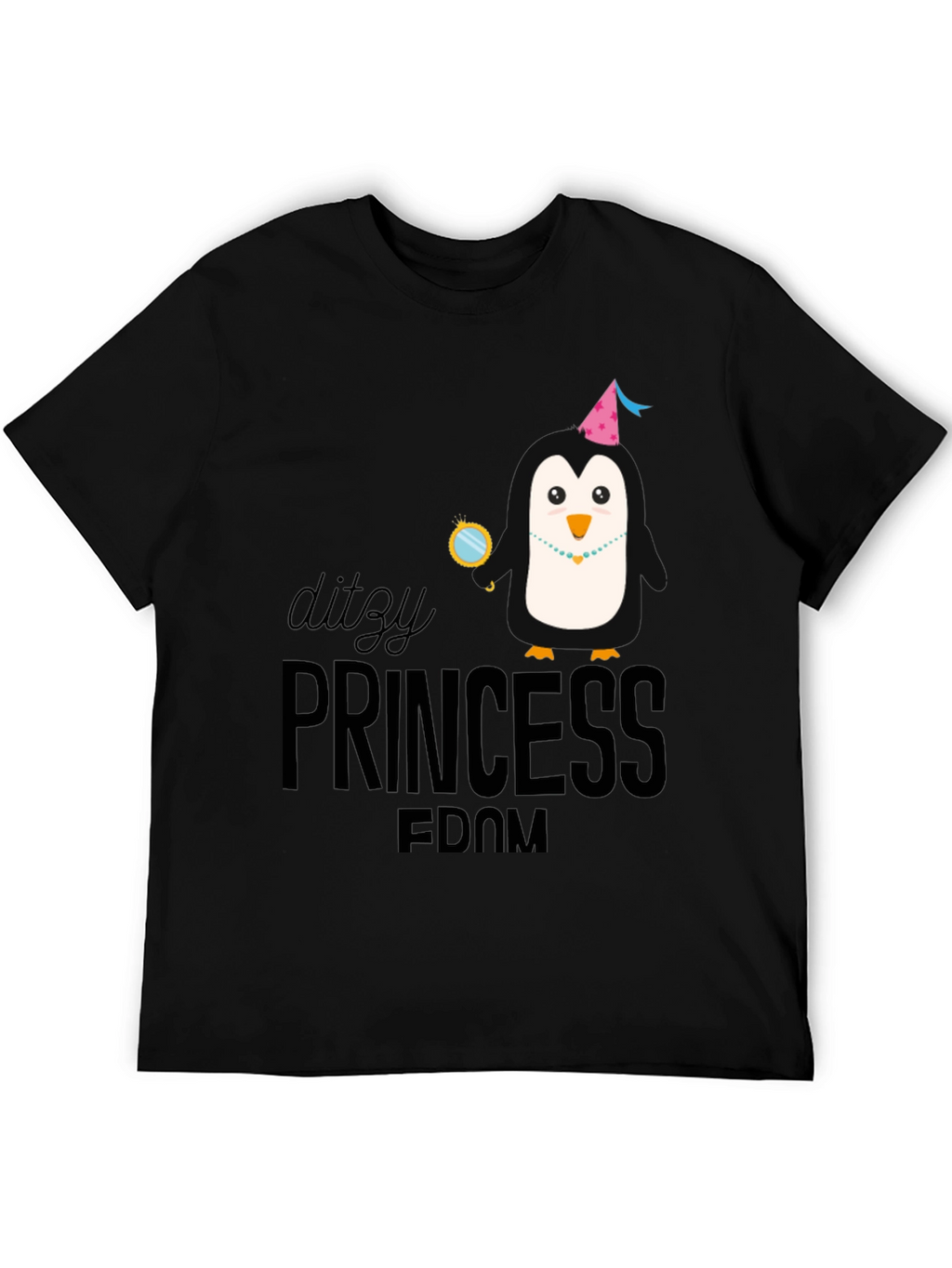 Dizzy Princess Penguin Black T-Shirt