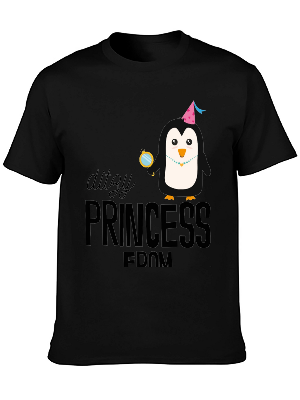Dizzy Princess Penguin Black T-Shirt