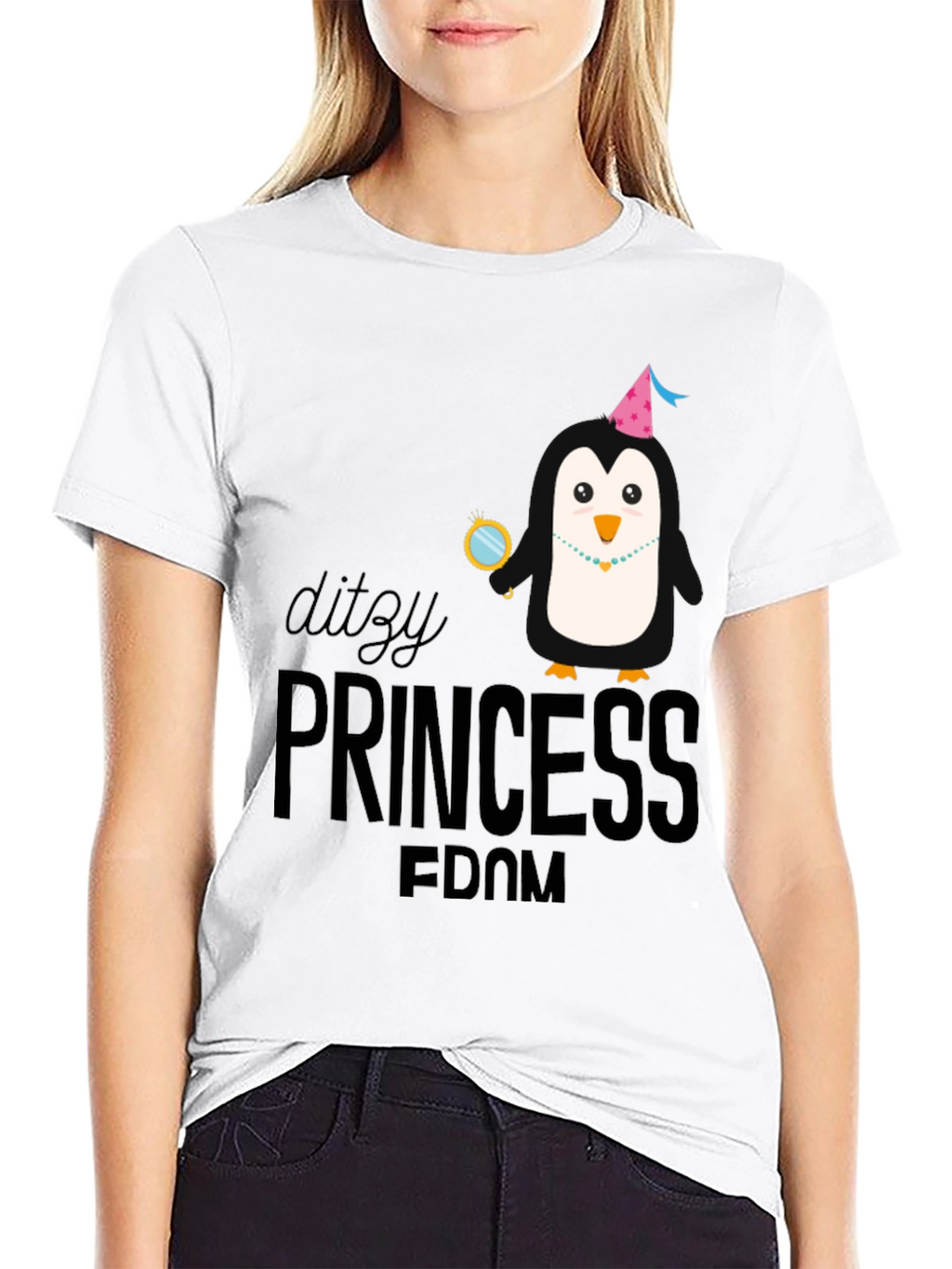 Dizzy Princess Penguin Black T-Shirt