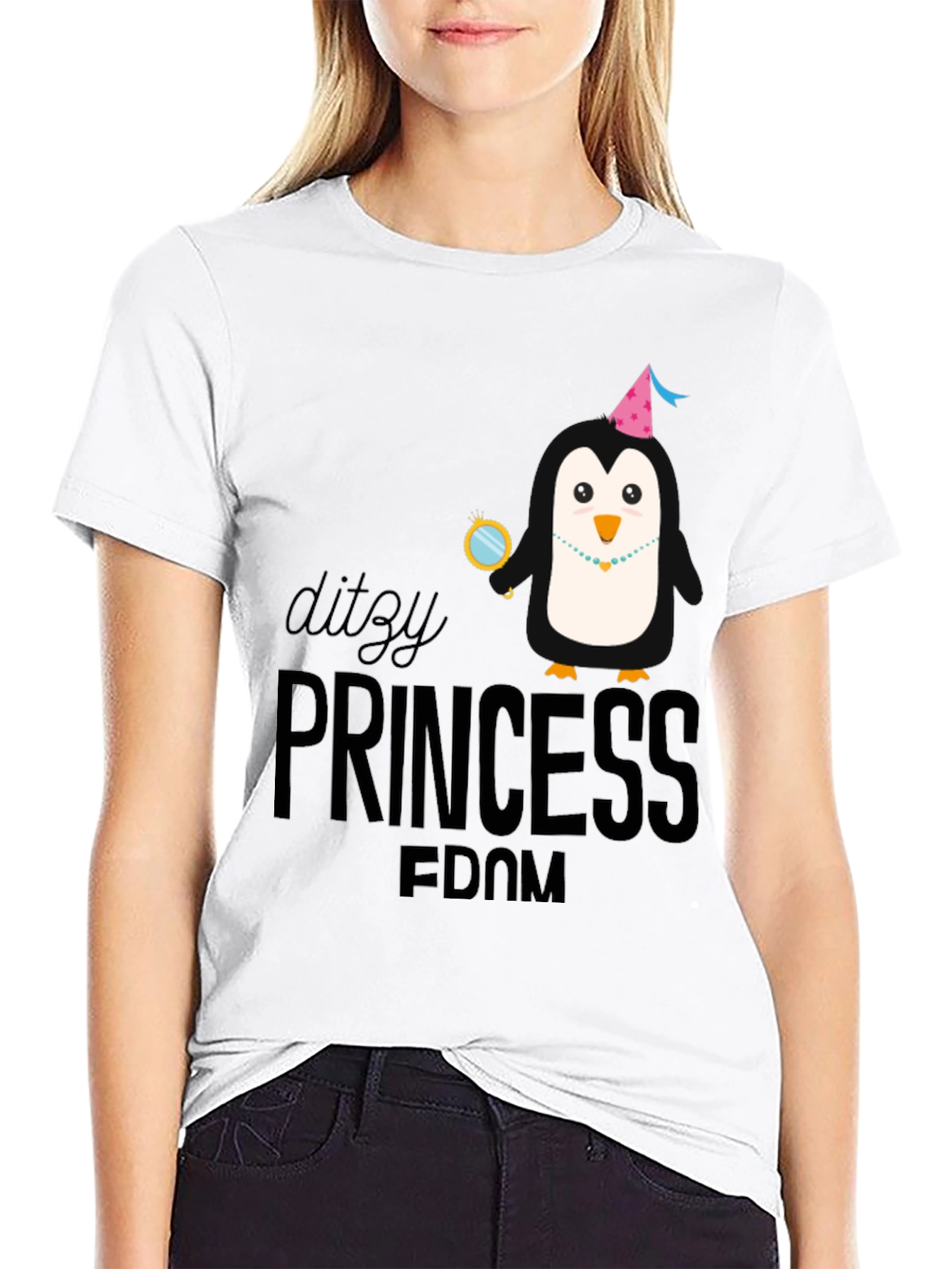 Dizzy Princess Penguin Black T-Shirt