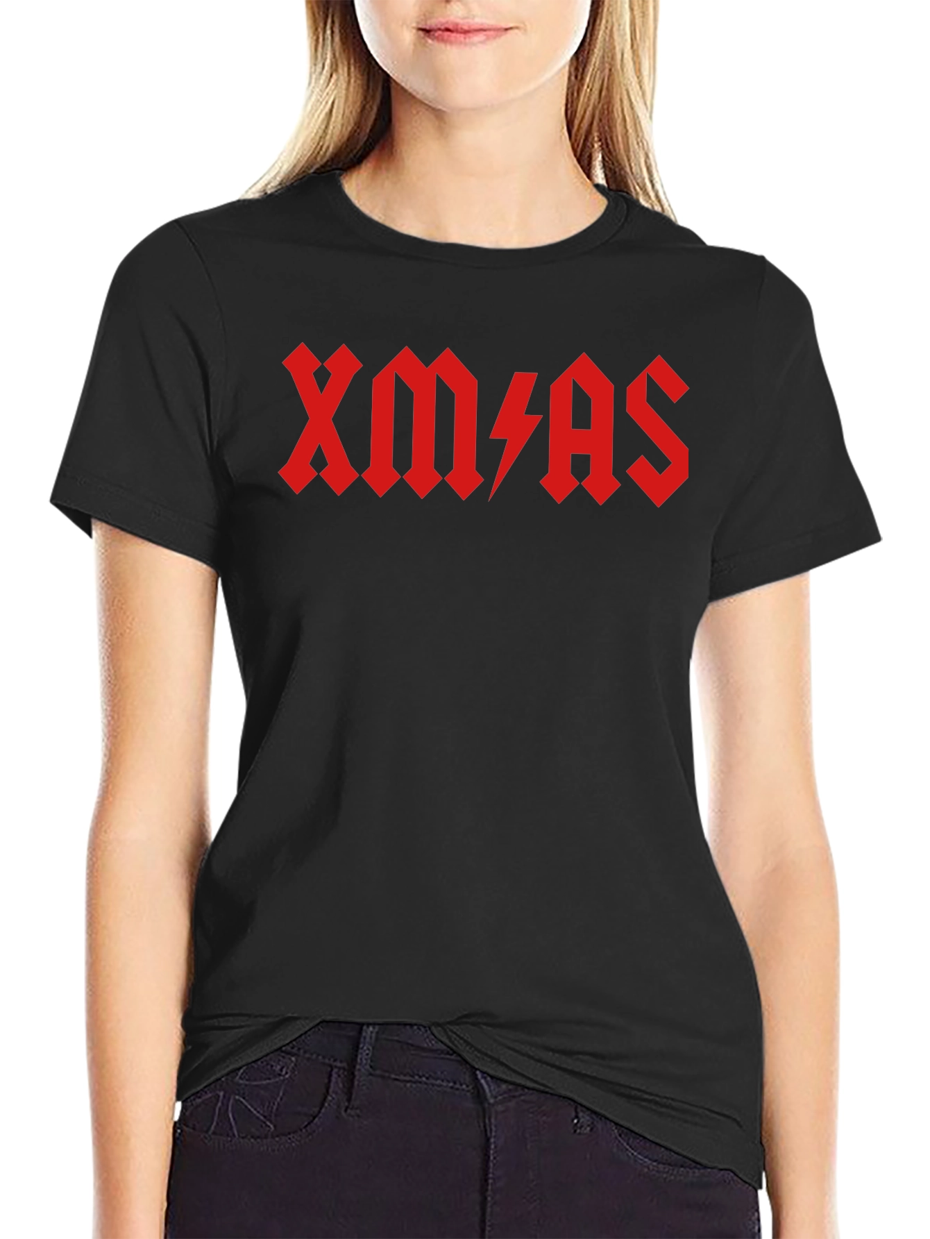 XMAS AC/DC Style Black T-Shirt