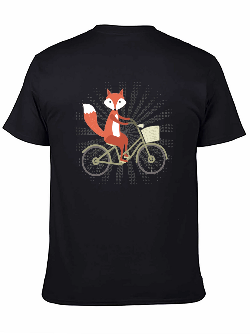 Fox on Bike Graphic Tee - Black Cotton T-Shirt
