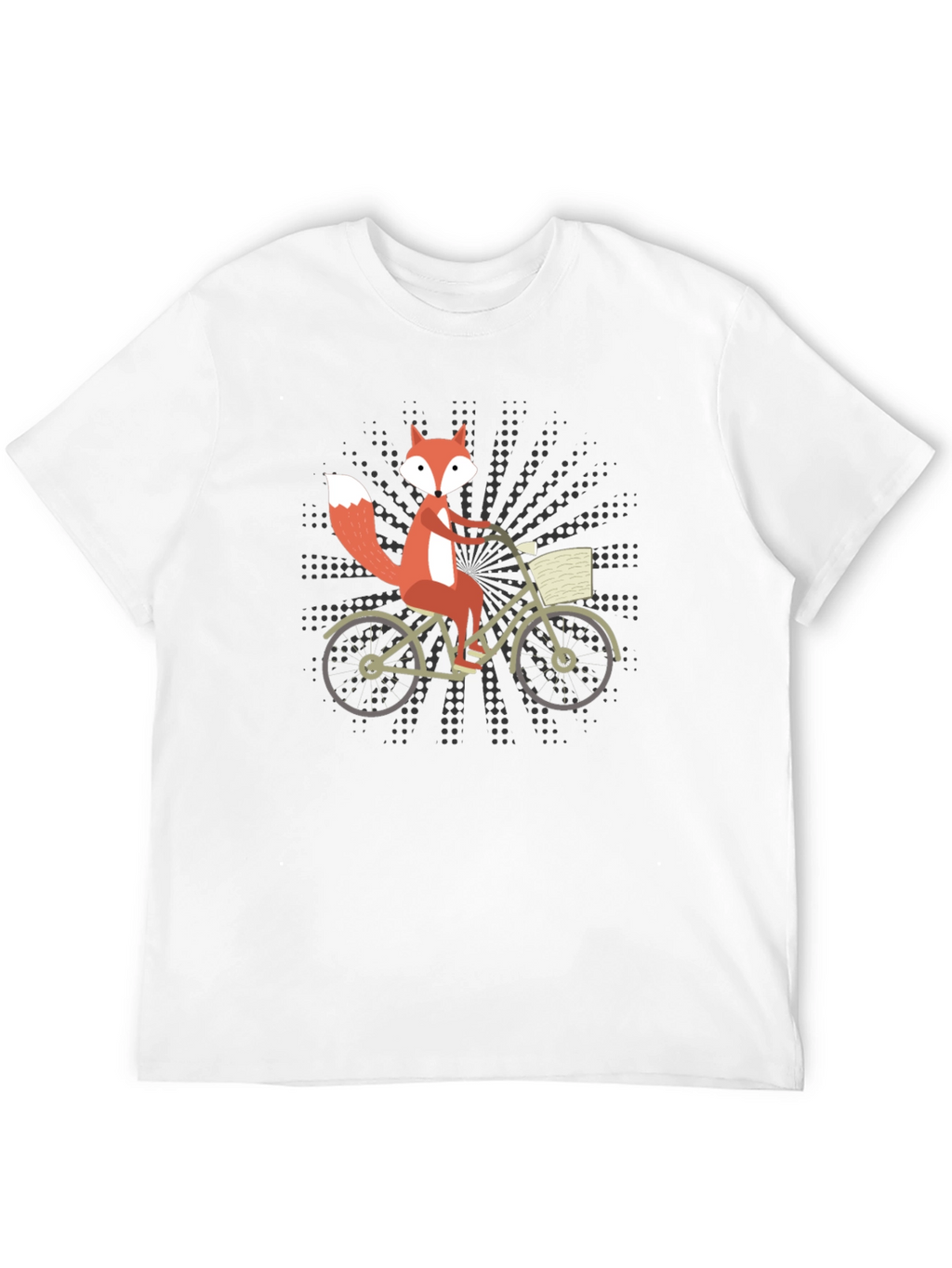Fox on Bike Graphic Tee - Black Cotton T-Shirt