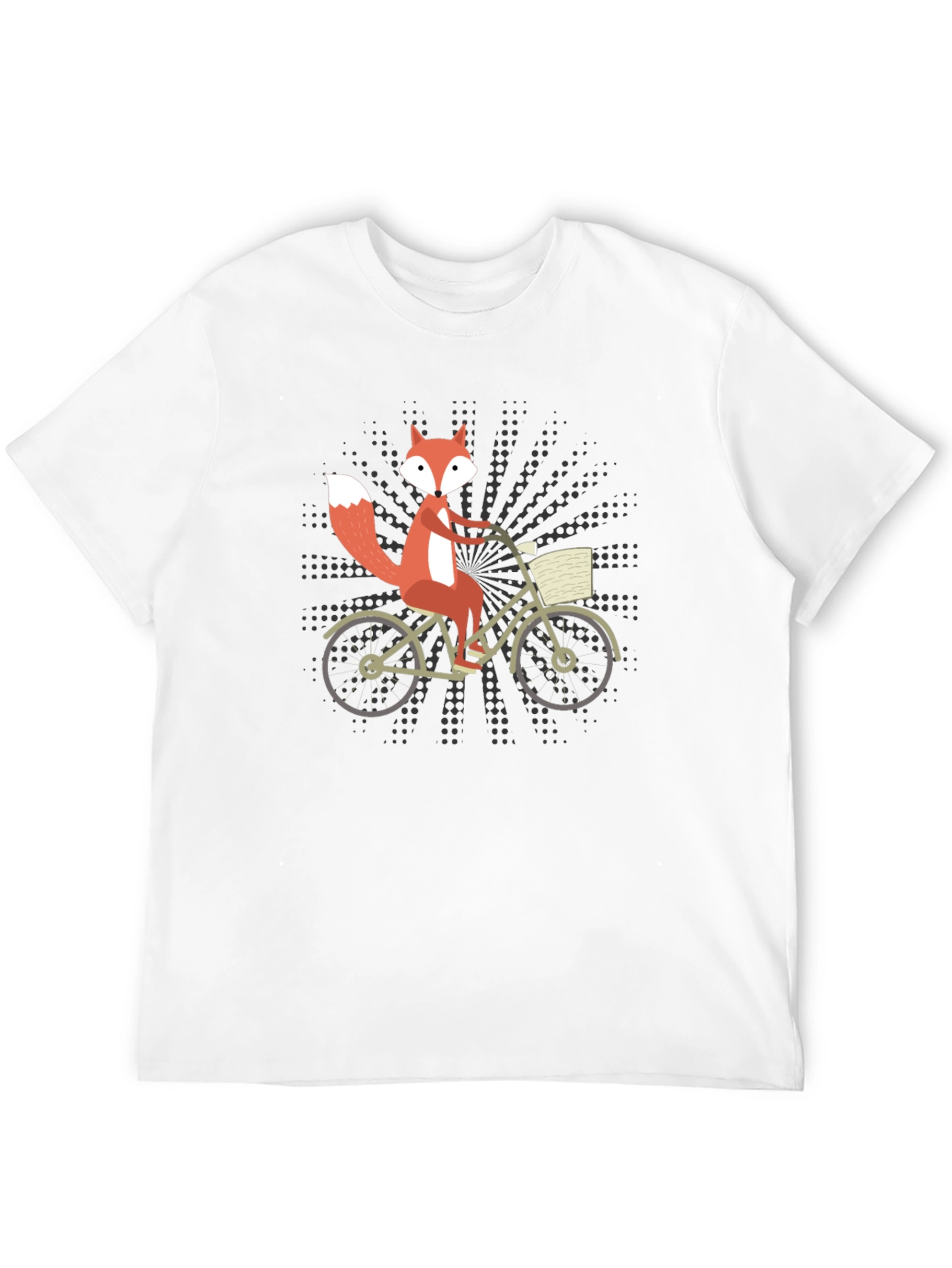 Fox on Bike Graphic Tee - Black Cotton T-Shirt