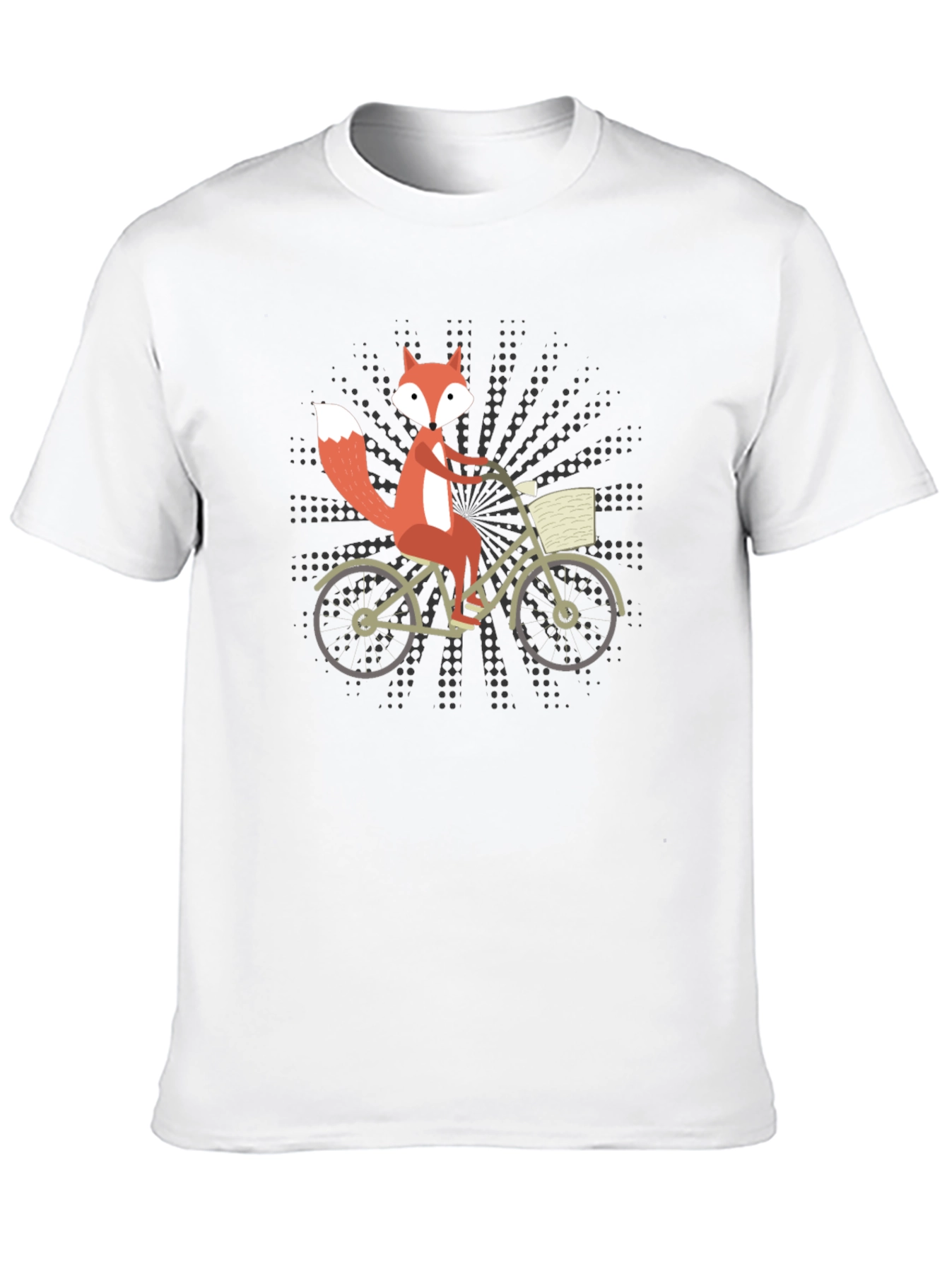 Fox on Bike Graphic Tee - Black Cotton T-Shirt