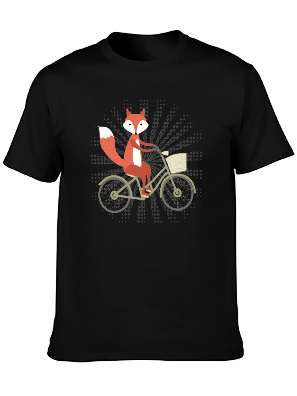 Fox on Bike Graphic Tee - Black Cotton T-Shirt