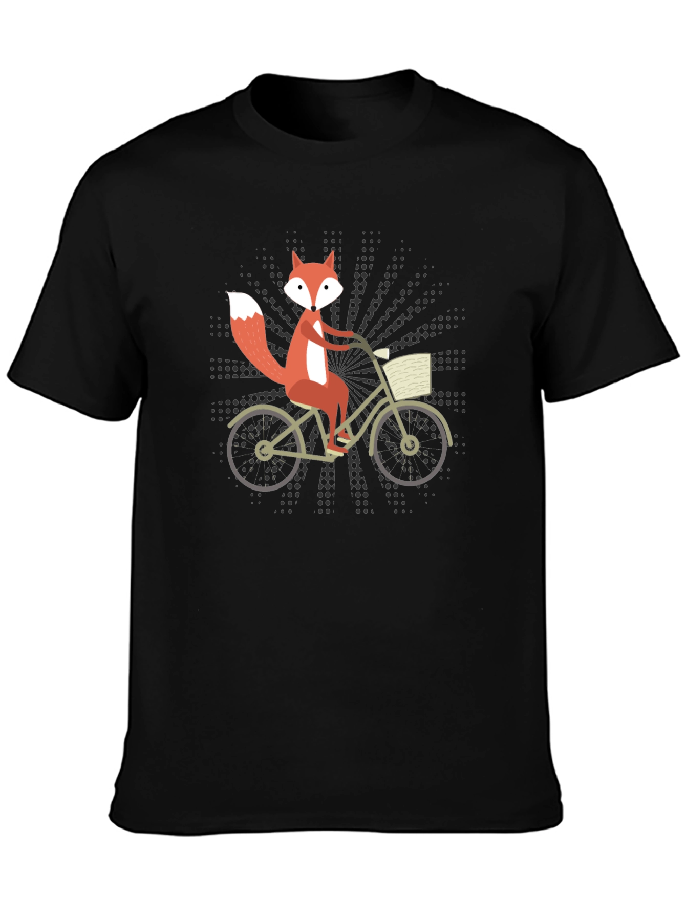 Fox on Bike Graphic Tee - Black Cotton T-Shirt