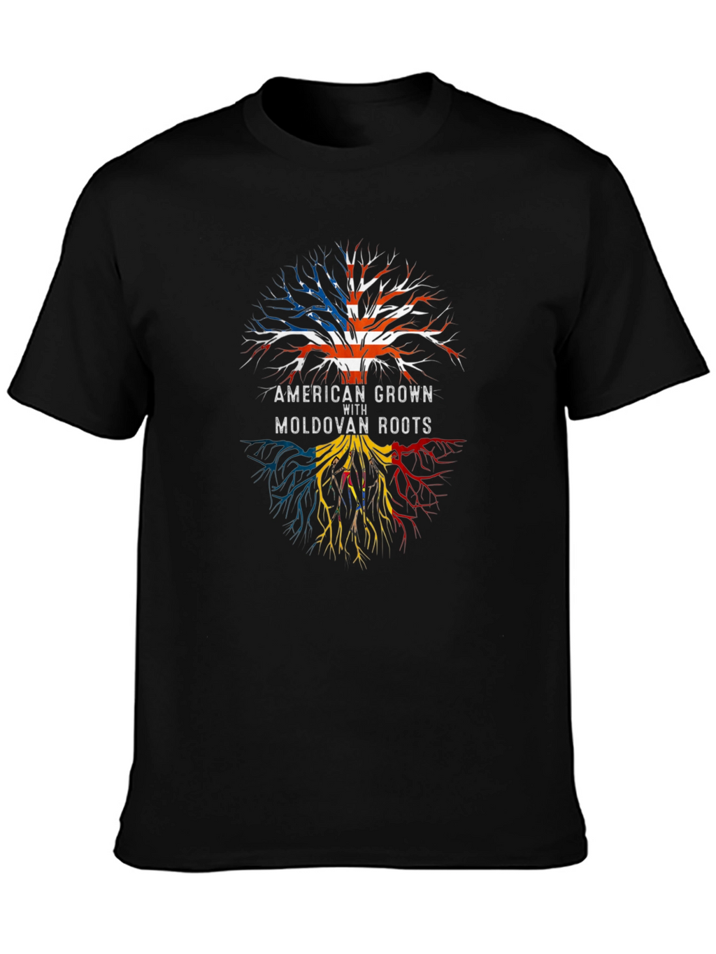 American Grown with Moldovan Roots Black T-Shirt