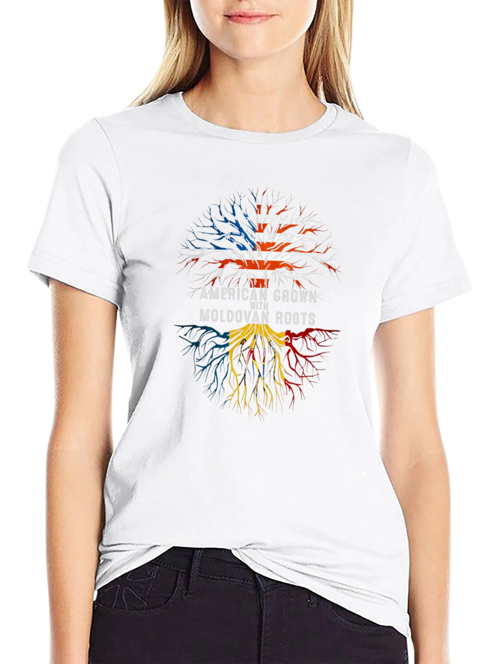 American Grown with Moldovan Roots Black T-Shirt