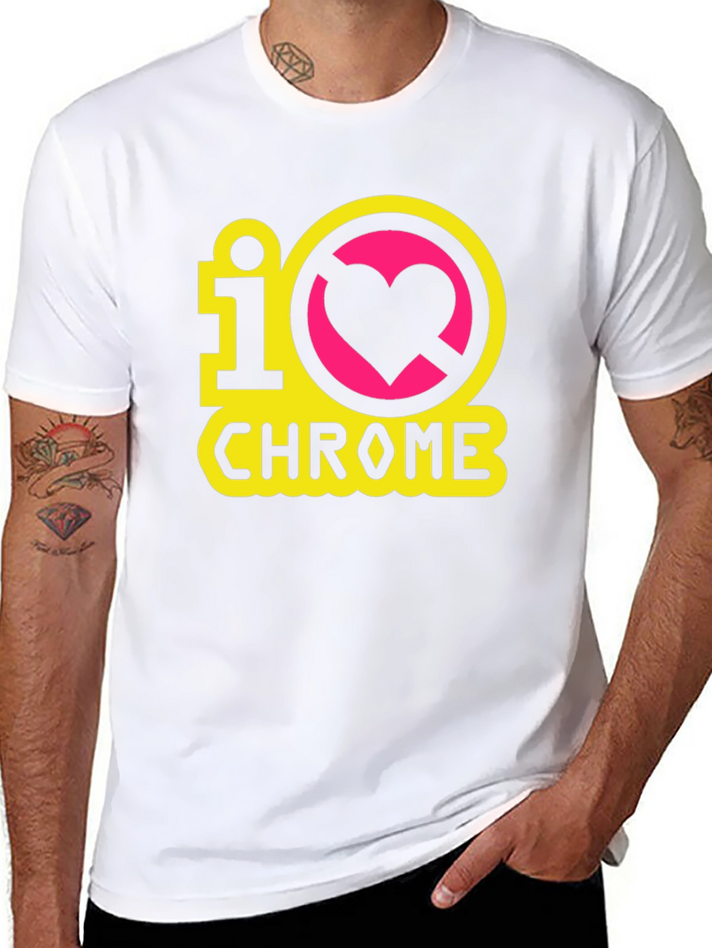 I Heart Chrome Black T-Shirt - Geeky Novelty Tee