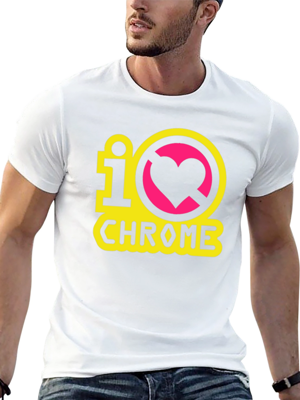 I Heart Chrome Black T-Shirt - Geeky Novelty Tee
