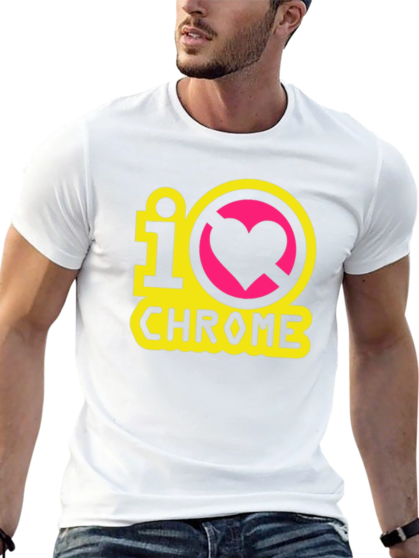 I Heart Chrome Black T-Shirt - Geeky Novelty Tee