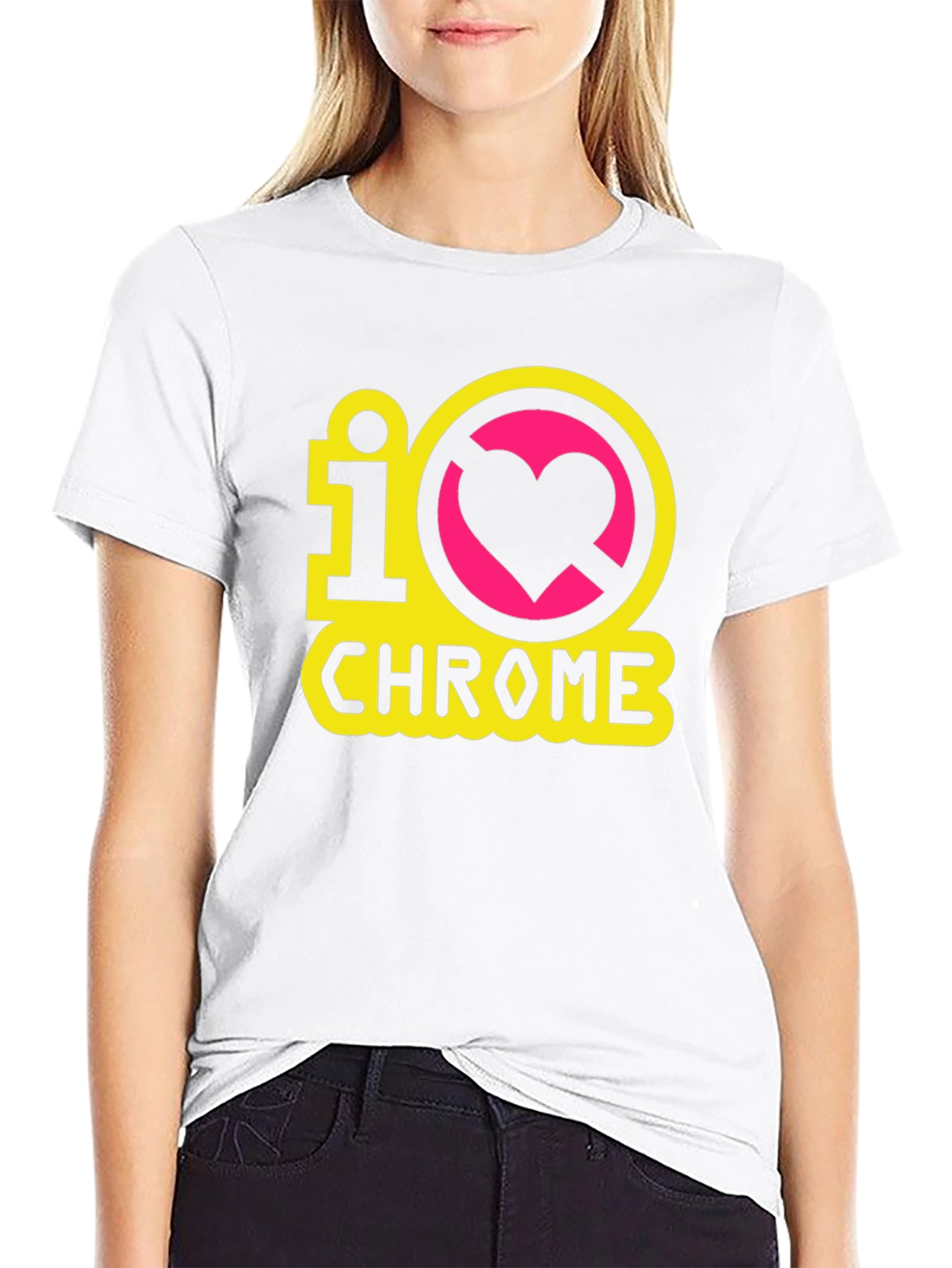I Heart Chrome Black T-Shirt - Geeky Novelty Tee