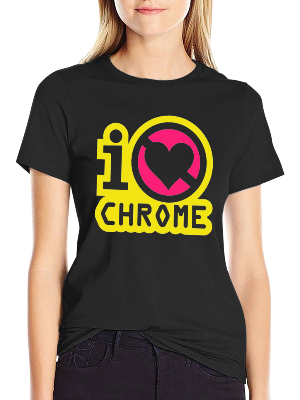 I Heart Chrome Black T-Shirt - Geeky Novelty Tee