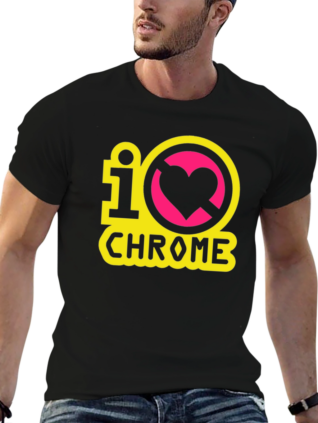 I Heart Chrome Black T-Shirt - Geeky Novelty Tee