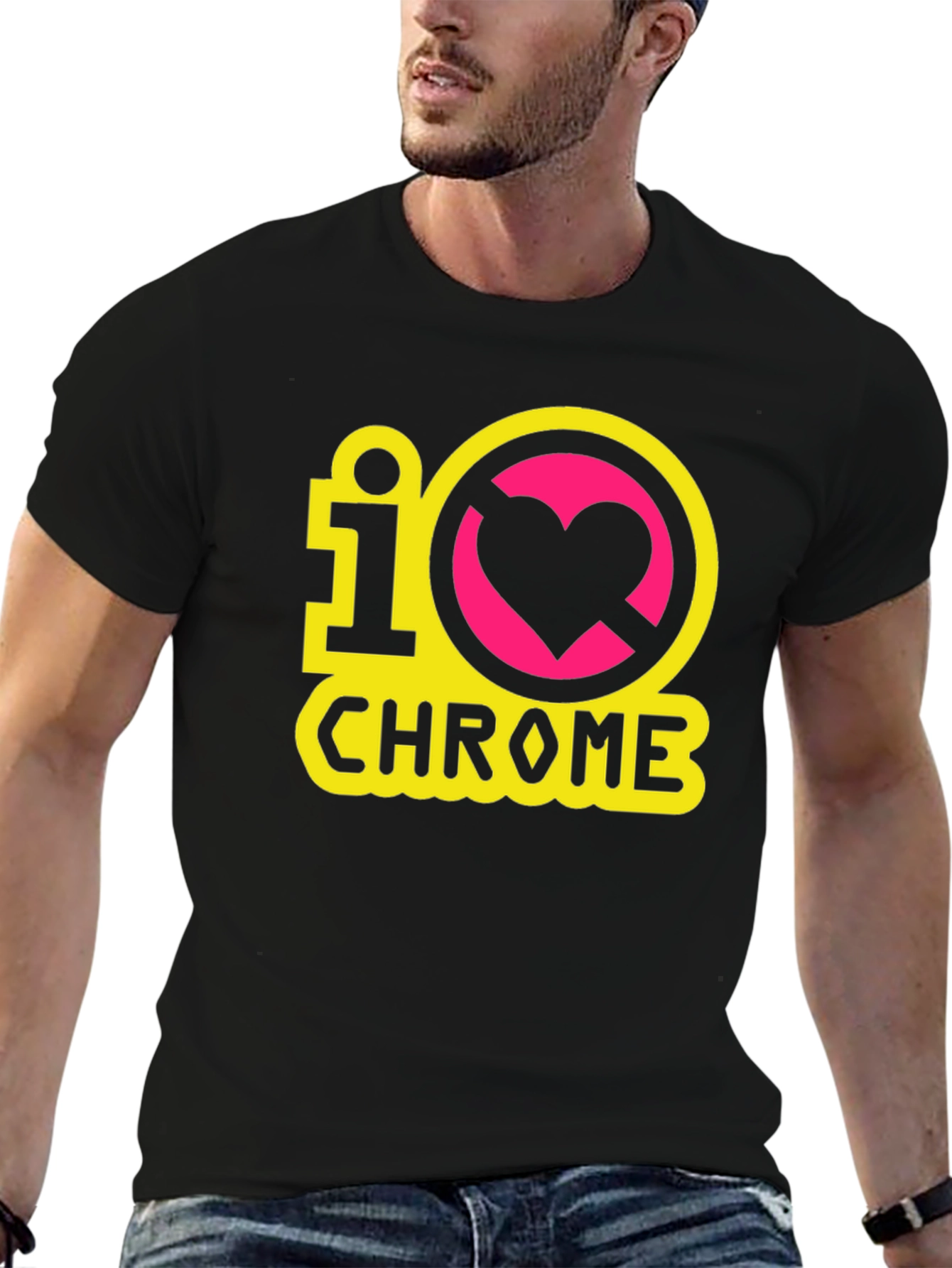 I Heart Chrome Black T-Shirt - Geeky Novelty Tee
