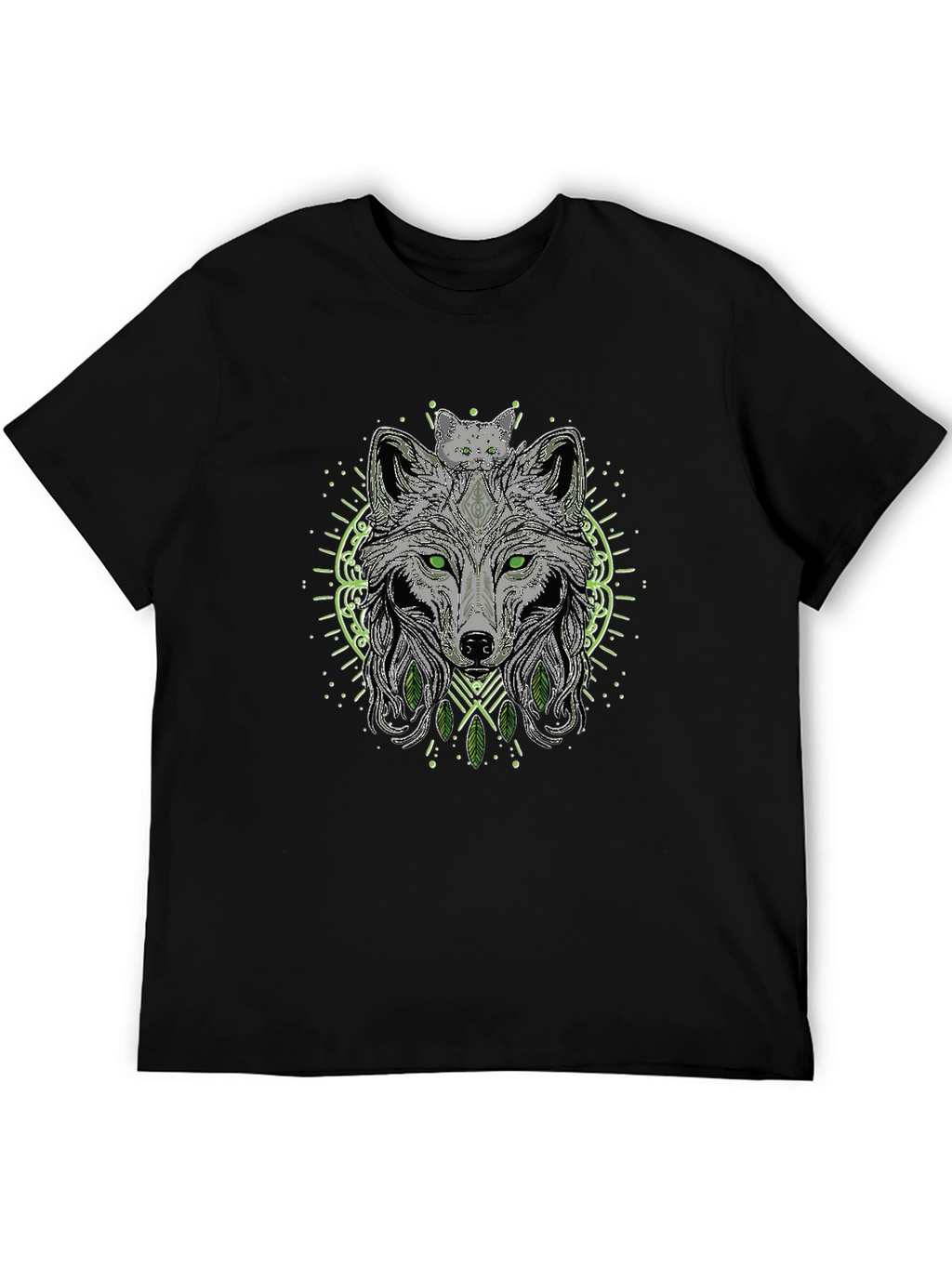 Wolf & Cat Graphic Tee - Black T-Shirt