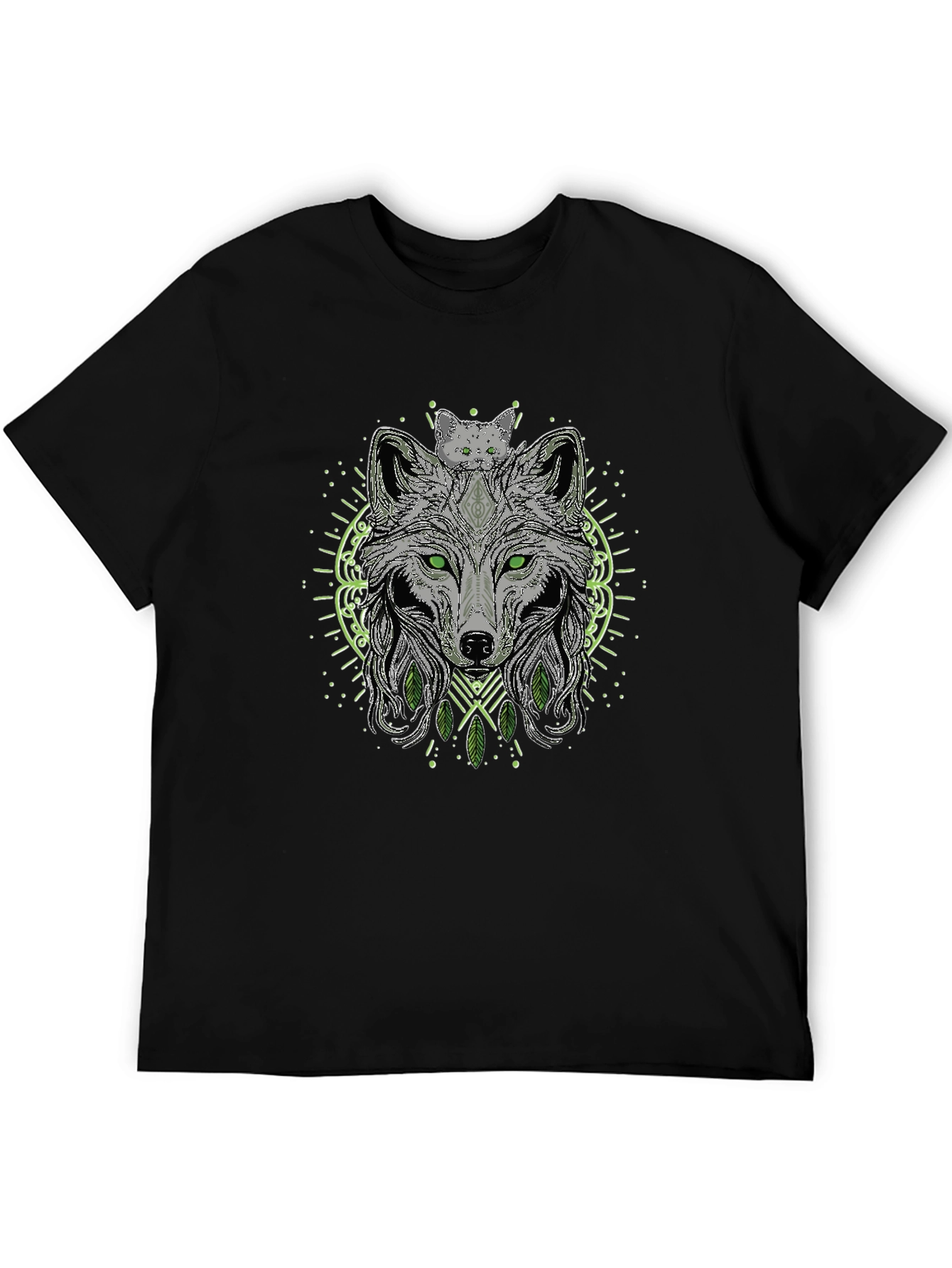 Wolf & Cat Graphic Tee - Black T-Shirt