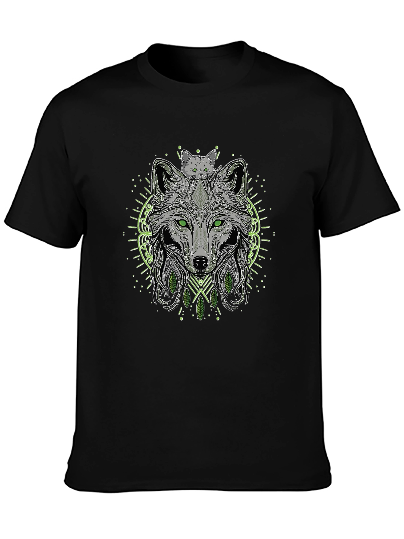 Wolf & Cat Graphic Tee - Black T-Shirt