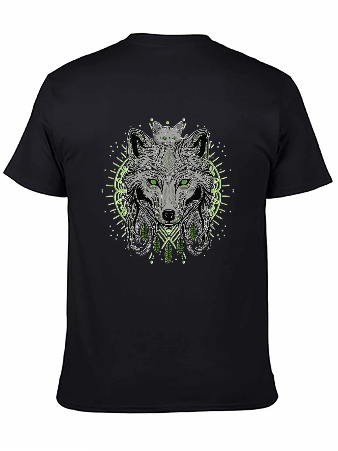 Wolf & Cat Graphic Tee - Black T-Shirt
