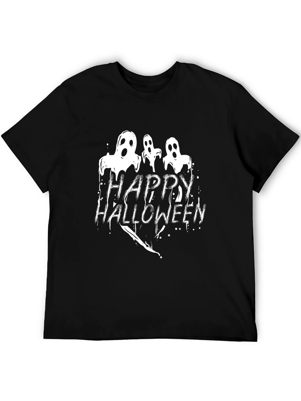 Happy Halloween Ghost Graphic Black T-Shirt