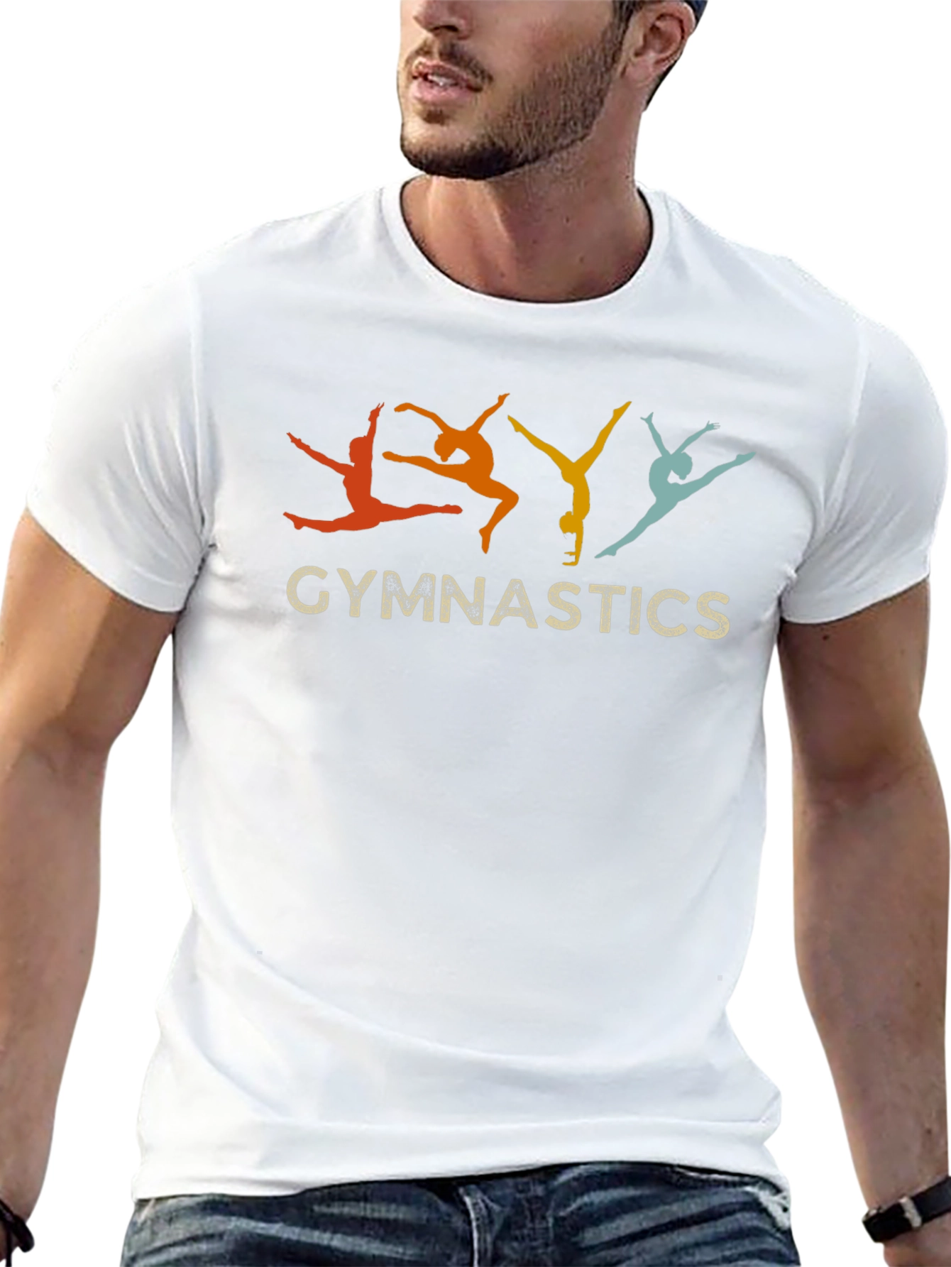 Gymnastics Retro Style Black T-Shirt