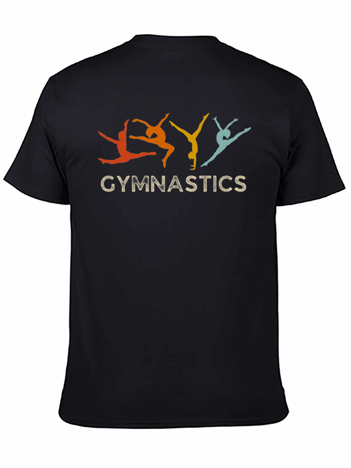 Gymnastics Retro Style Black T-Shirt