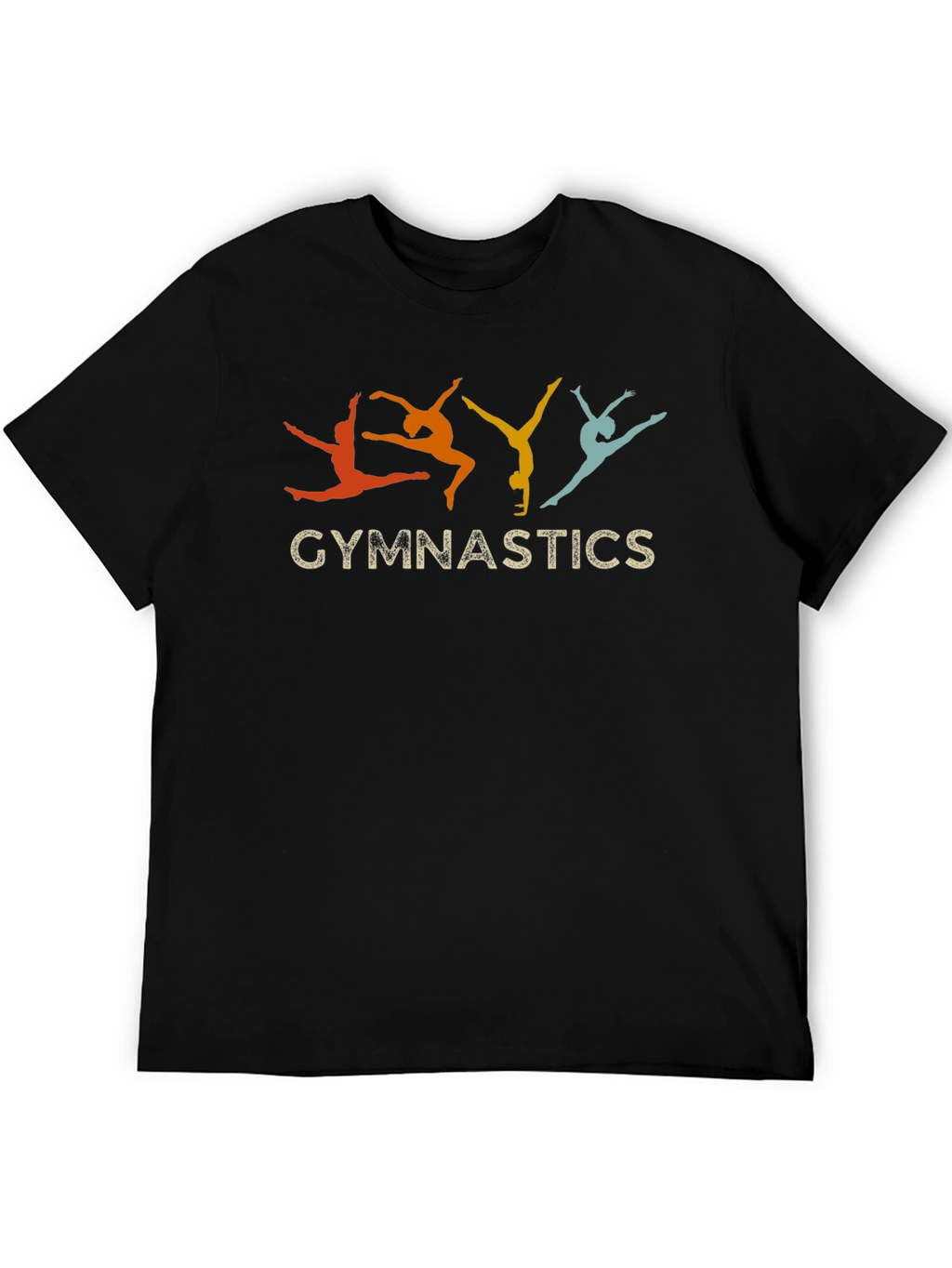 Gymnastics Retro Style Black T-Shirt
