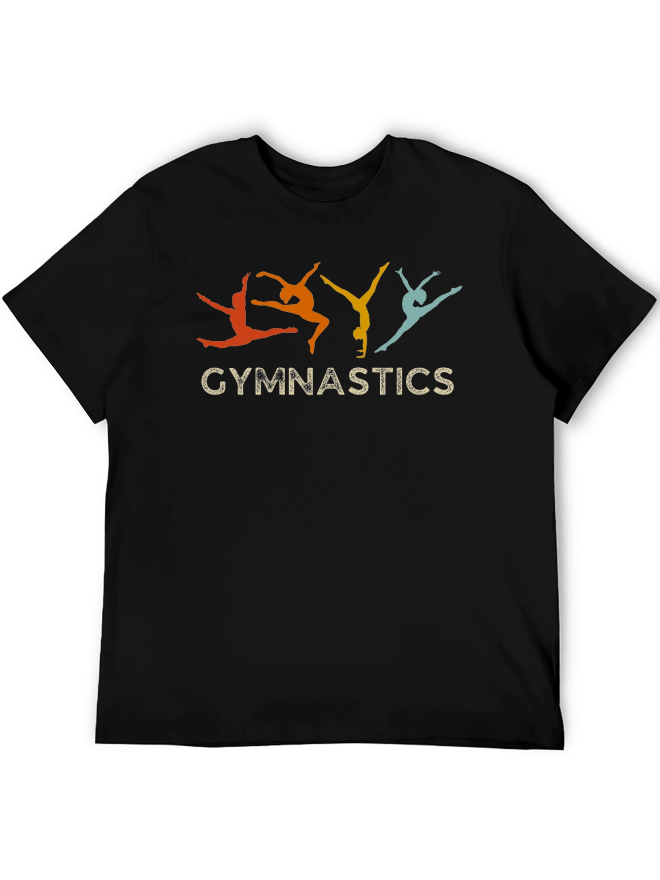Gymnastics Retro Style Black T-Shirt
