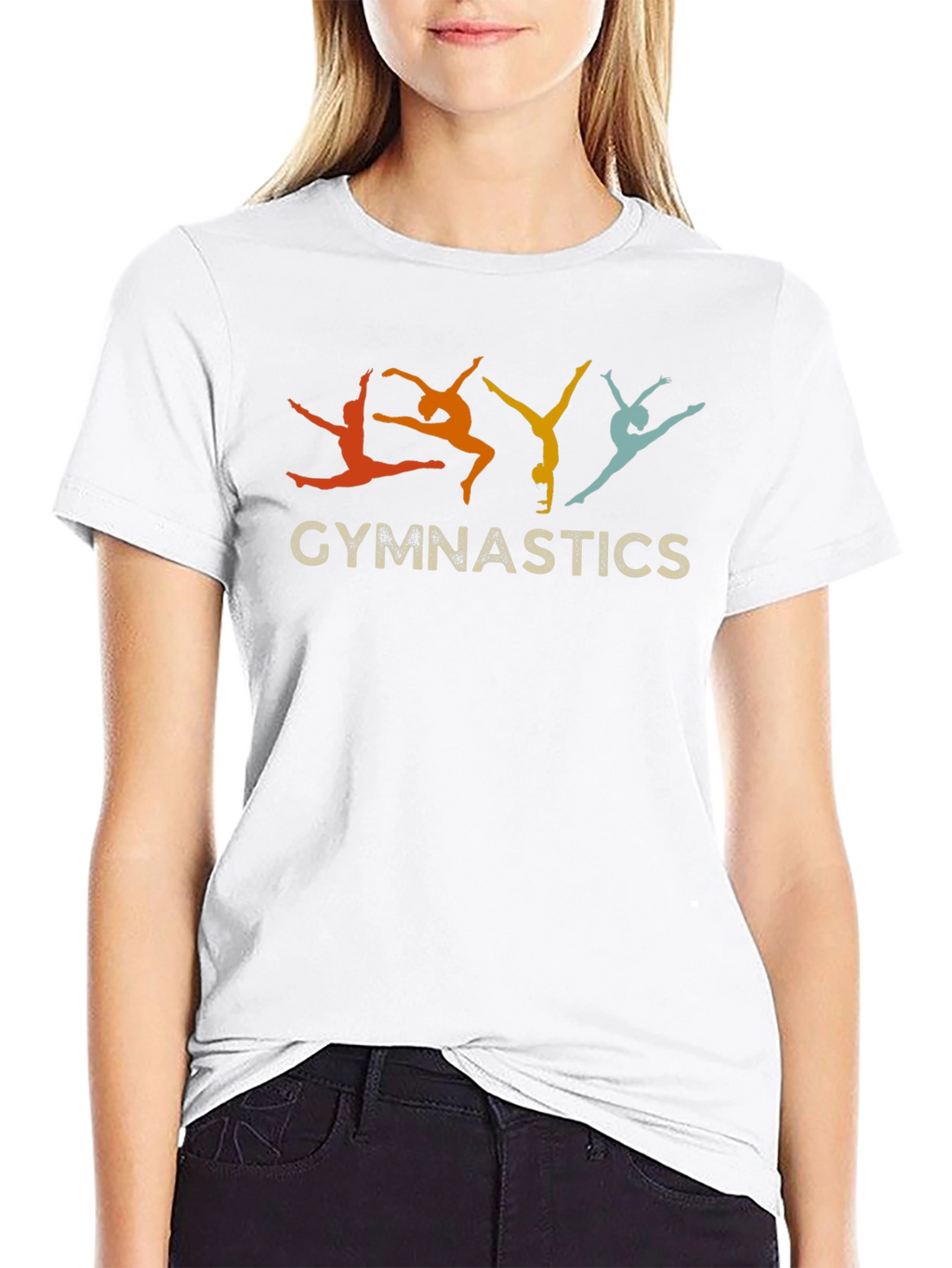 Gymnastics Retro Style Black T-Shirt