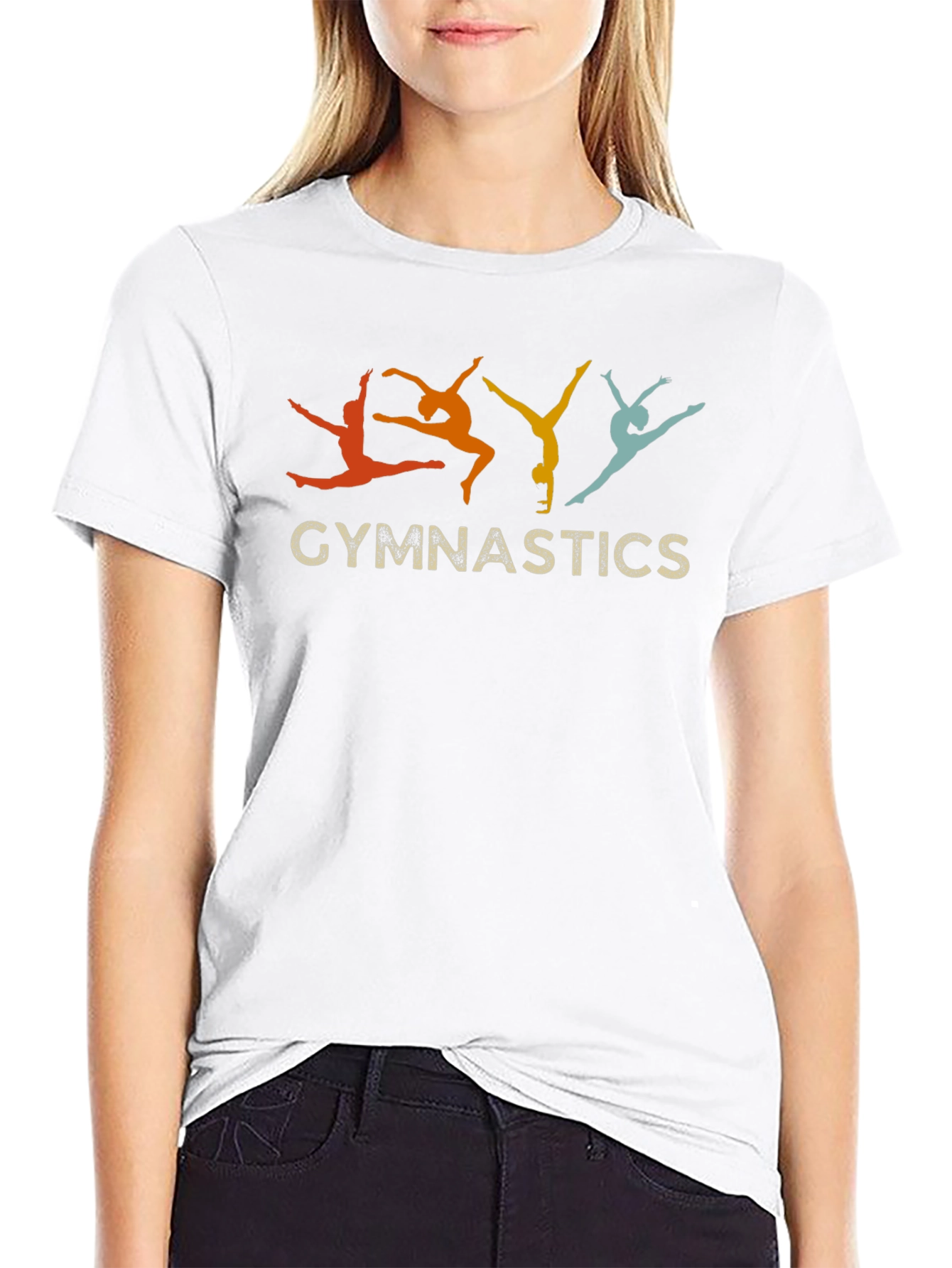 Gymnastics Retro Style Black T-Shirt