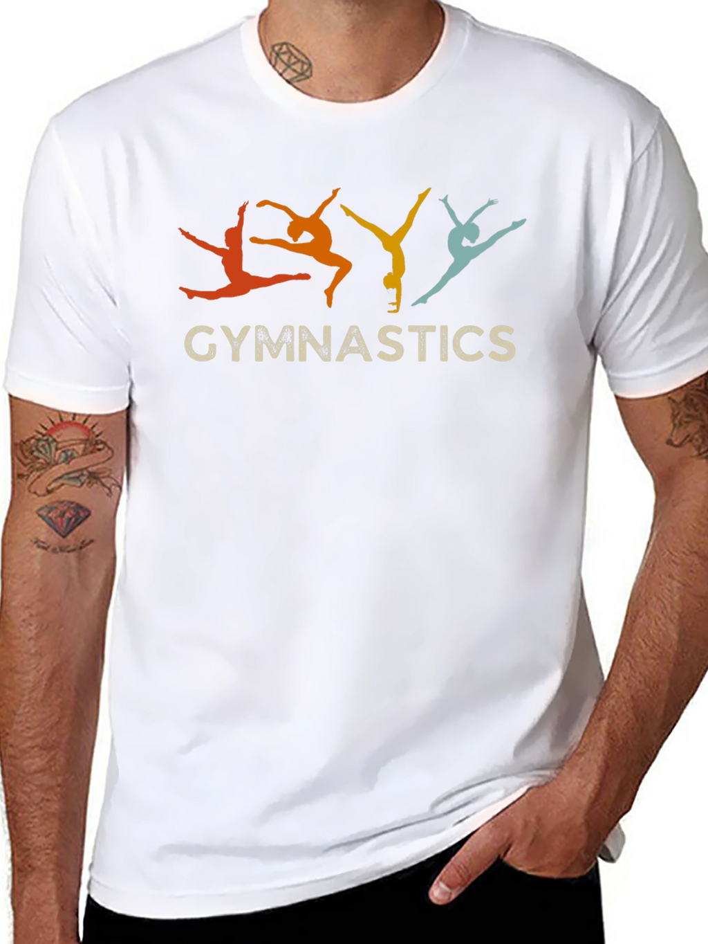 Gymnastics Retro Style Black T-Shirt