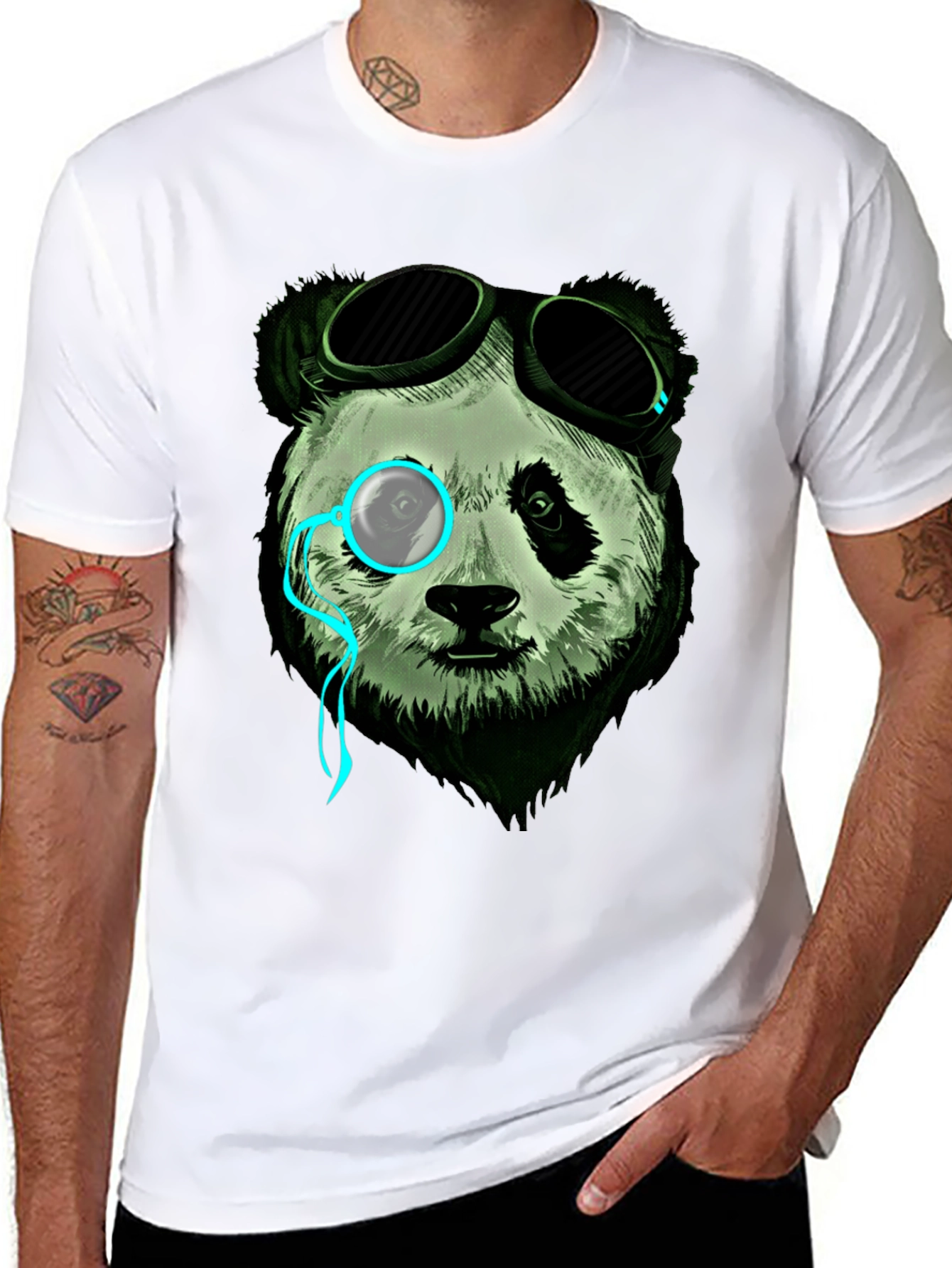 Steampunk Panda Graphic Tee - Cool & Unique Design