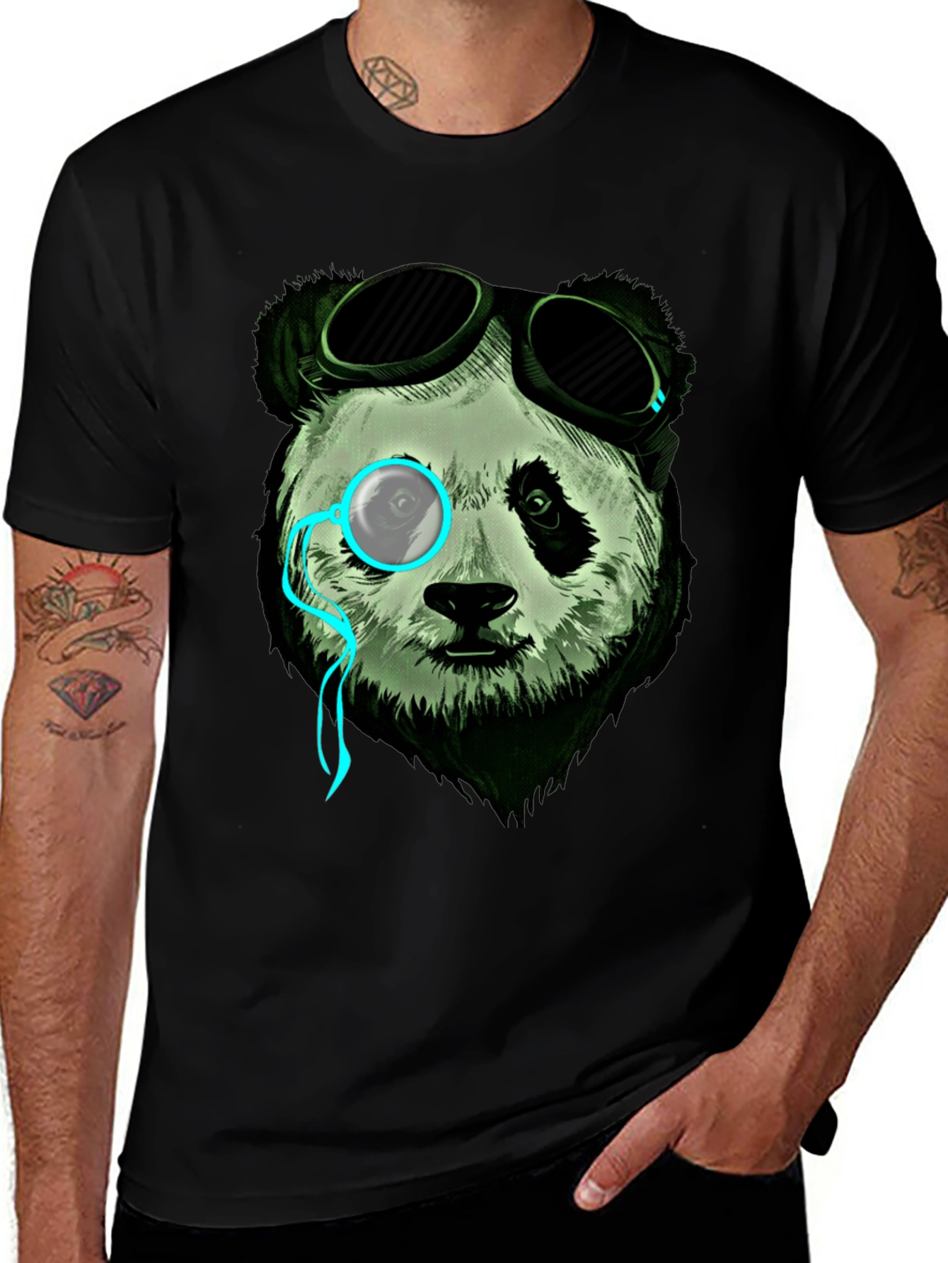 Steampunk Panda Graphic Tee - Cool & Unique Design