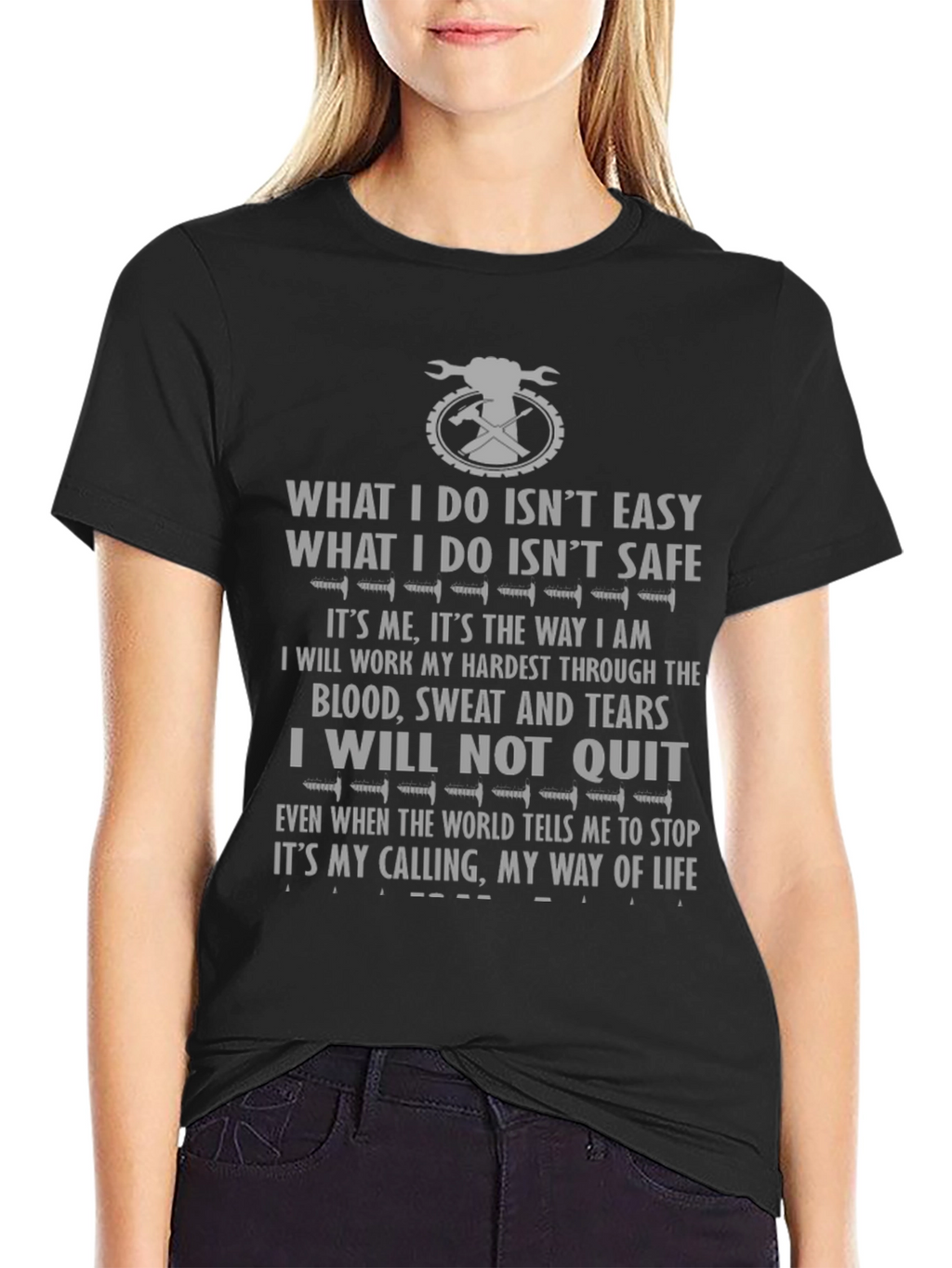 What I Do Isnt Easy Mens Black T-Shirt