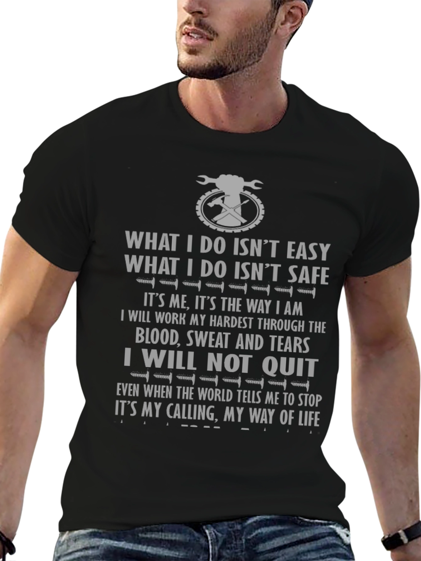 What I Do Isnt Easy Mens Black T-Shirt