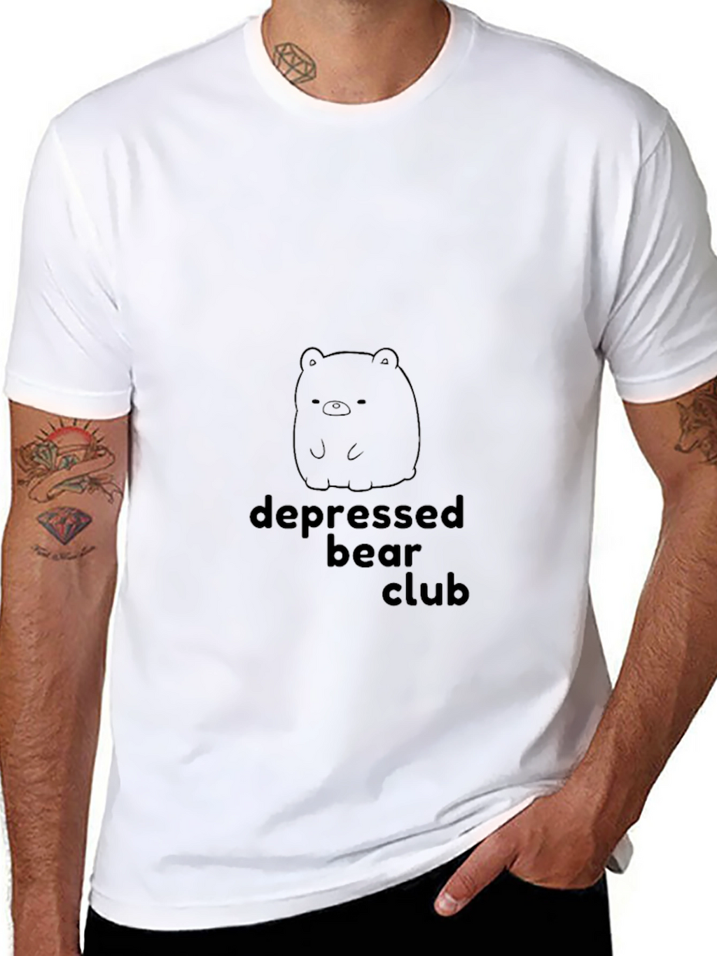 Depressed Bear Club Graphic Tee - Black Cotton T-Shirt