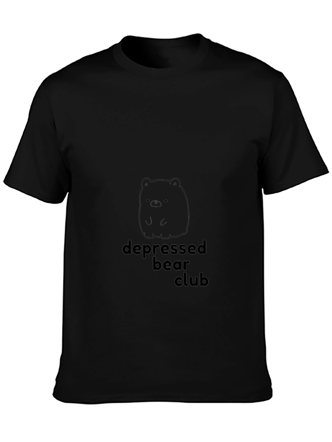 Depressed Bear Club Graphic Tee - Black Cotton T-Shirt