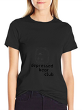 Depressed Bear Club Graphic Tee - Black Cotton T-Shirt