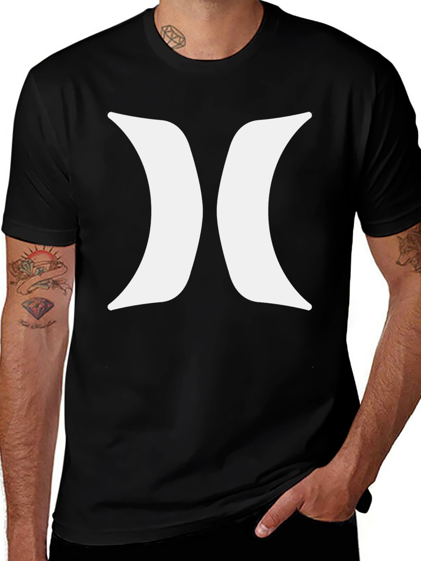 Black Hurley T-Shirt with White Logo